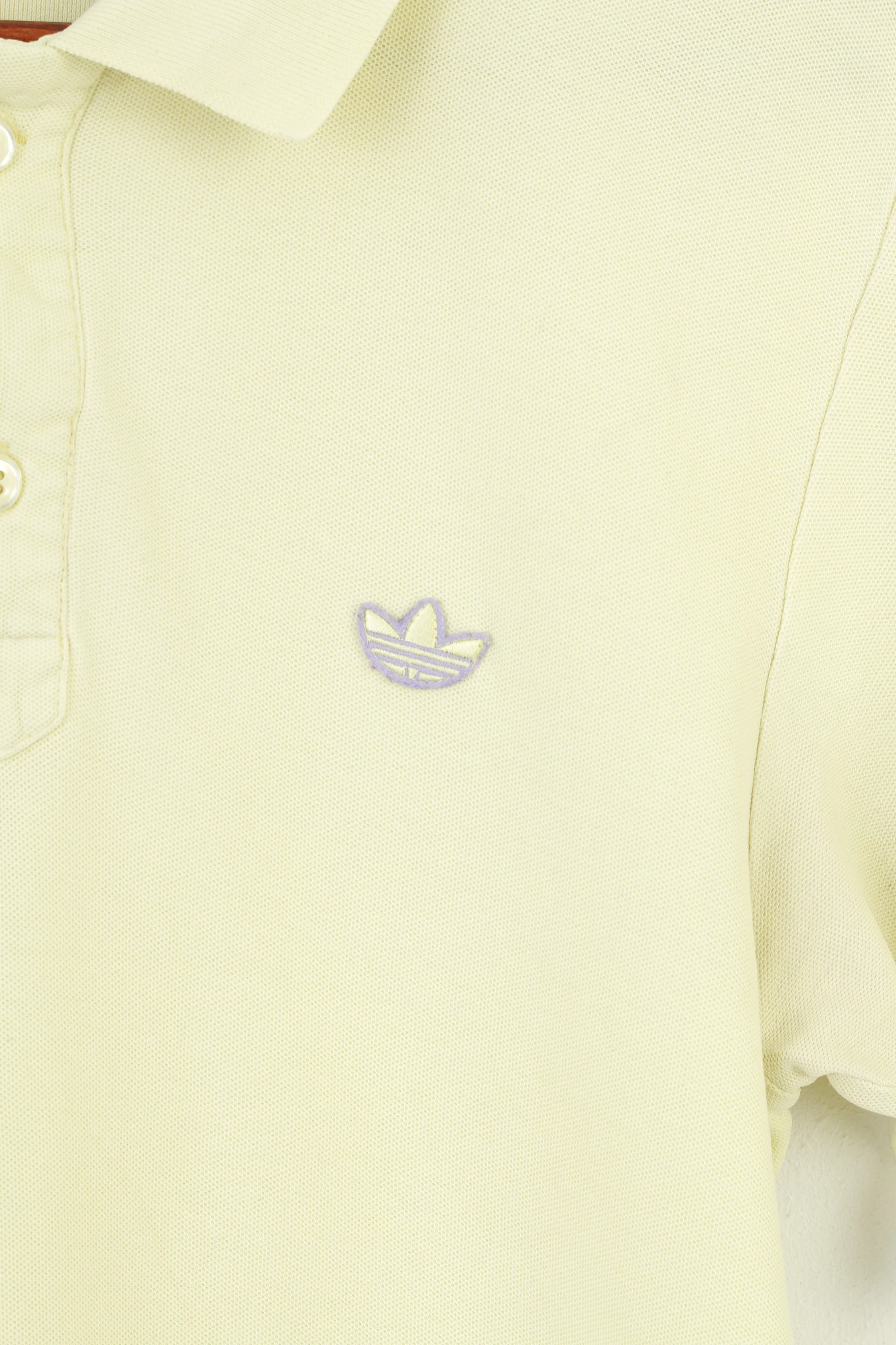 Adidas Men M Polo Shirt Yellow Buttons Detailed 3 Stripes Short Sleeve Top - Image 4