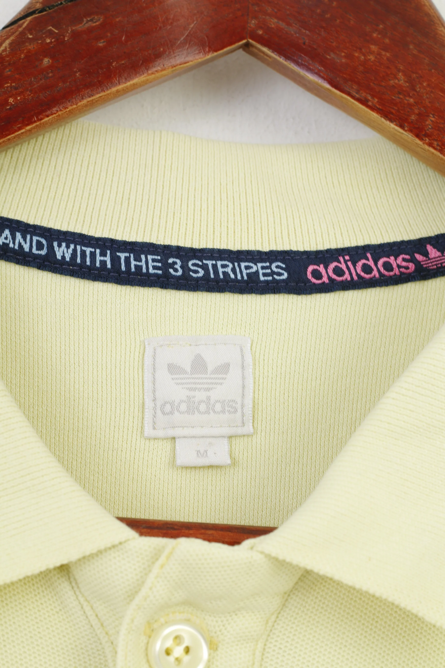 Adidas Men M Polo Shirt Yellow Buttons Detailed 3 Stripes Short Sleeve Top - Image 5