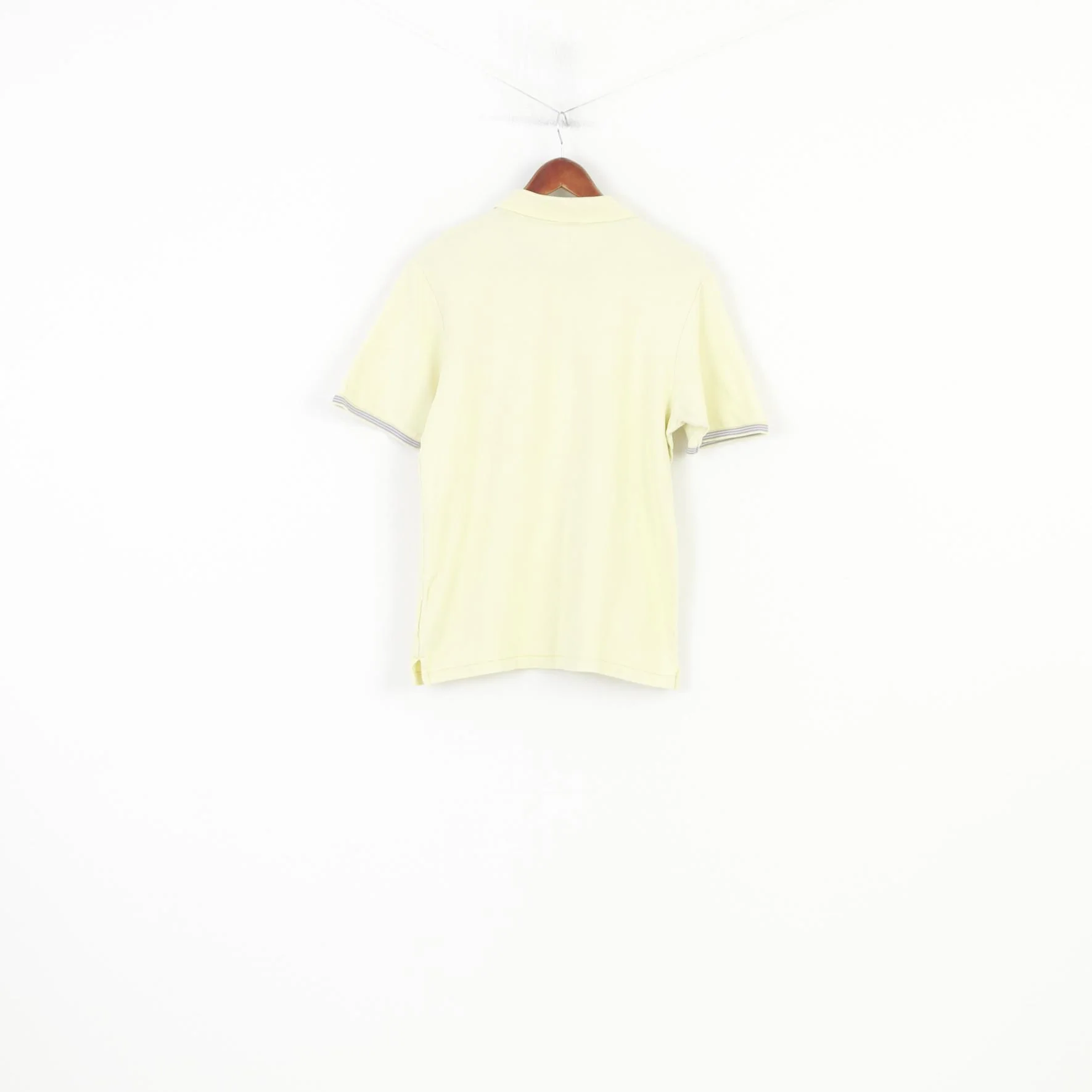Adidas Men M Polo Shirt Yellow Buttons Detailed 3 Stripes Short Sleeve Top - Image 7