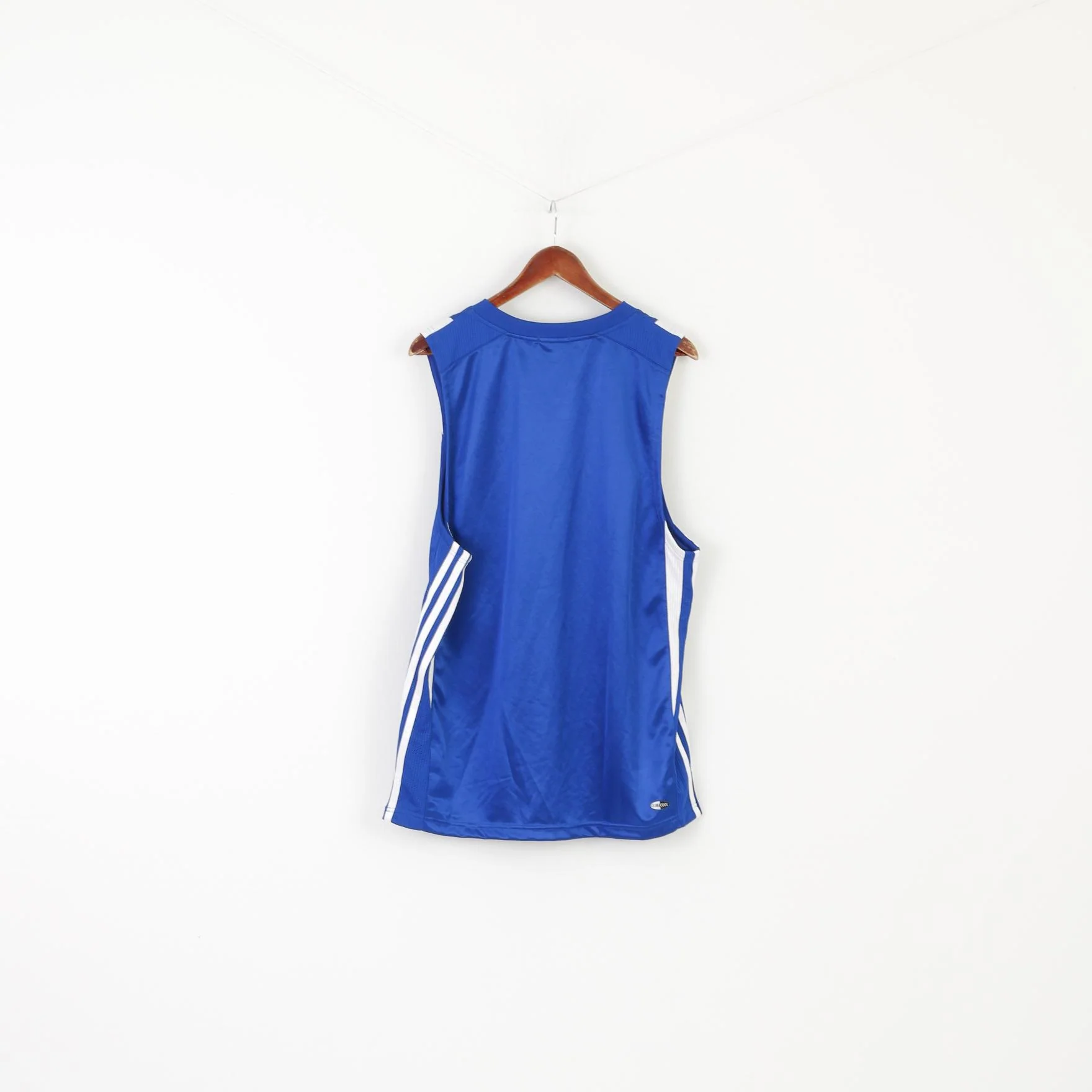 Adidas Men M Shirt Blue Shiny Clima 365 Sleeveless Sportswear Jersey Top - Image 6