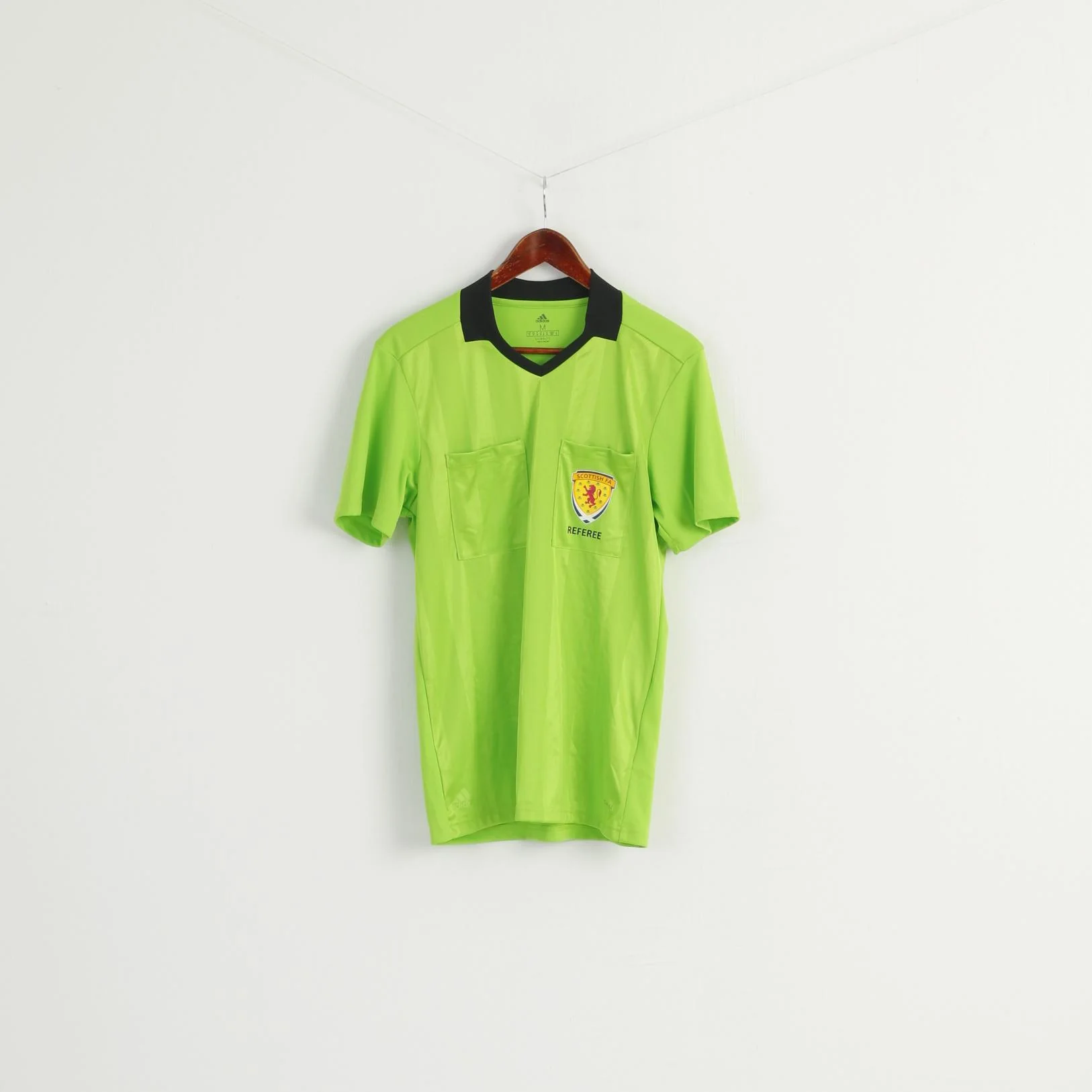 Adidas Men M Shirt Green Scottish FA Referee Football Jersey Sport Top