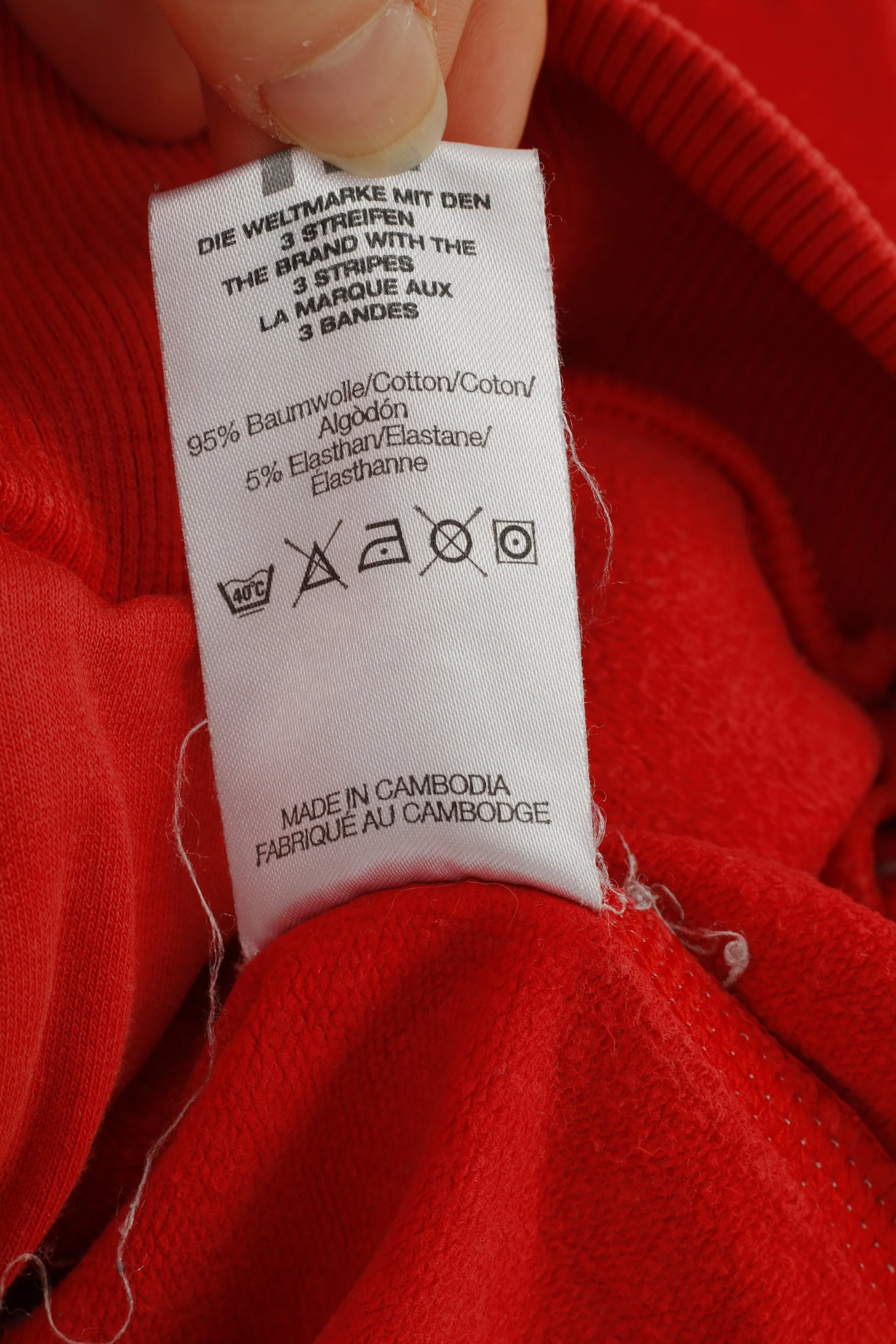 Adidas Woman M Sweatshirt Hood Full Zipper Red Cotton Vintage Sport Top - Image 6