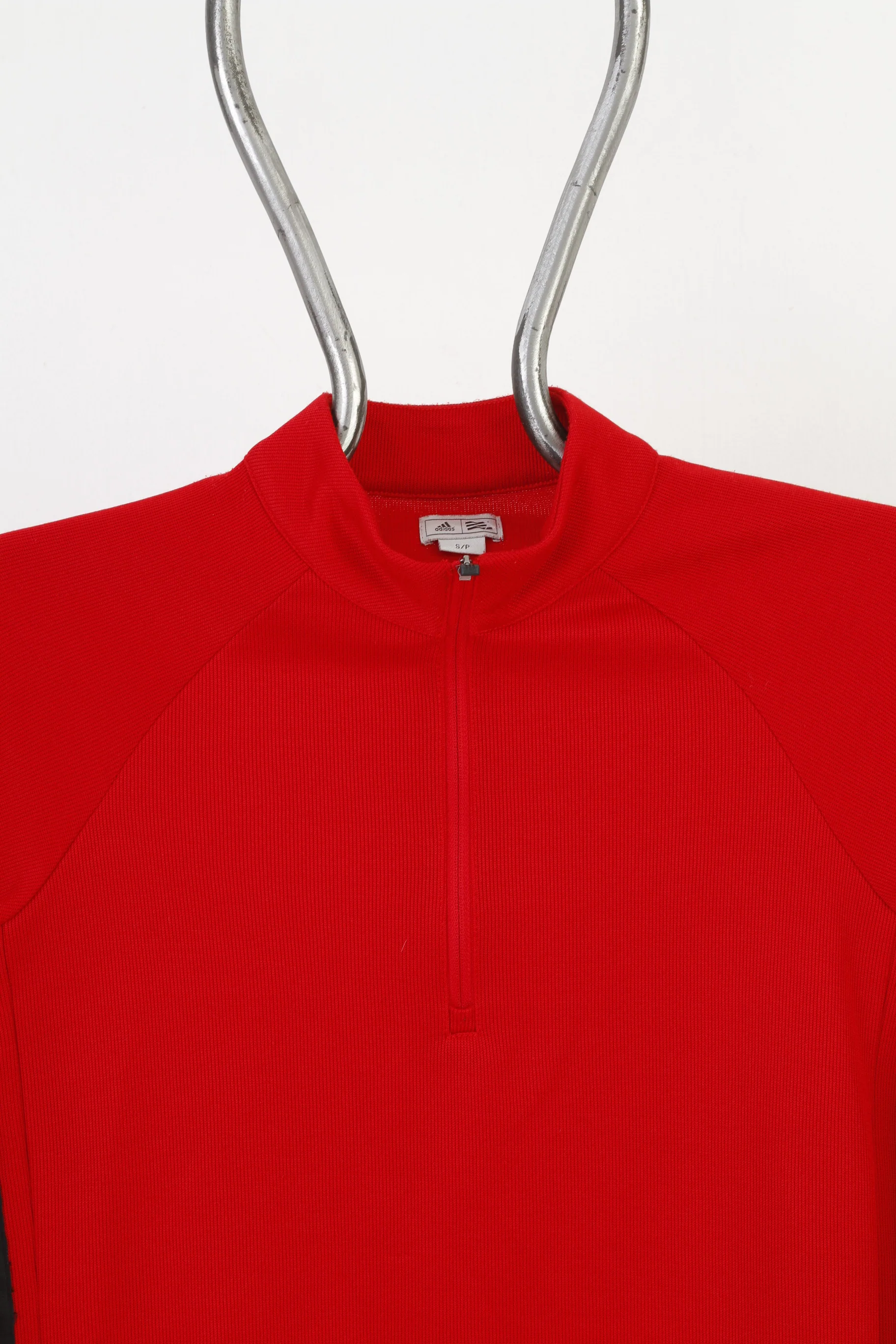 Adidas Men S Longsleeve Red Zip Neck Vintage Sport 3 Stripes Top - Image 2