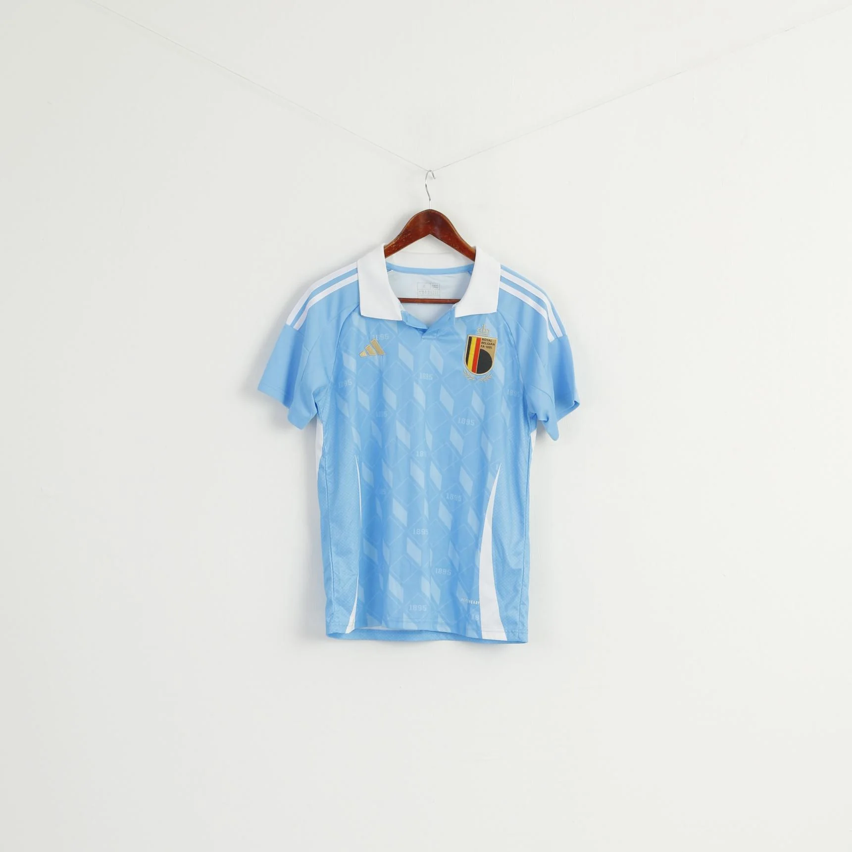 Adidas Men S Shirt Blue Shiny 1895 Royal Belgian FA Football Jersey Polo Top