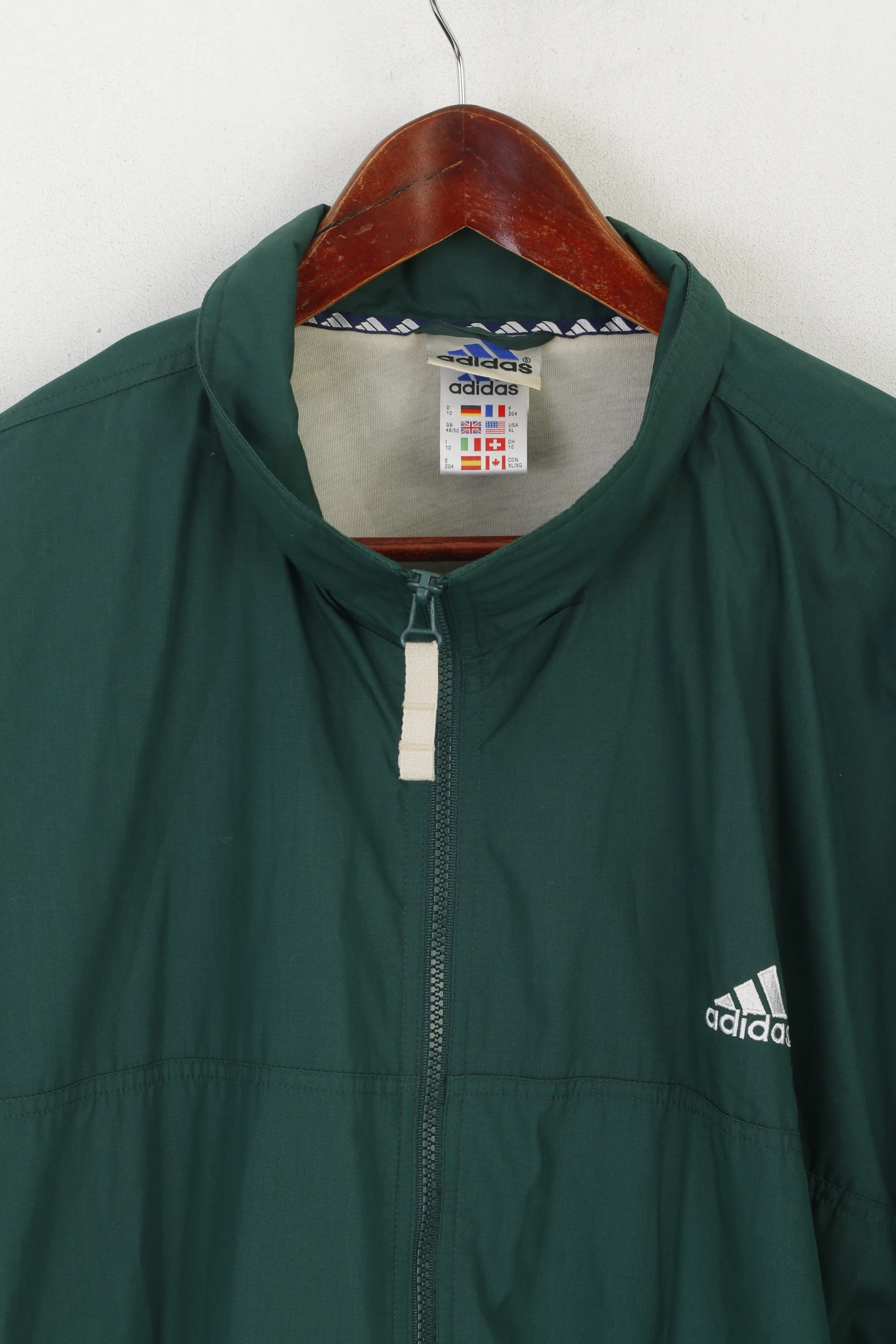 Adidas Men XL Jacket Green Vintage Full Zipper Bomber Sportswear 90s Top - Image 3