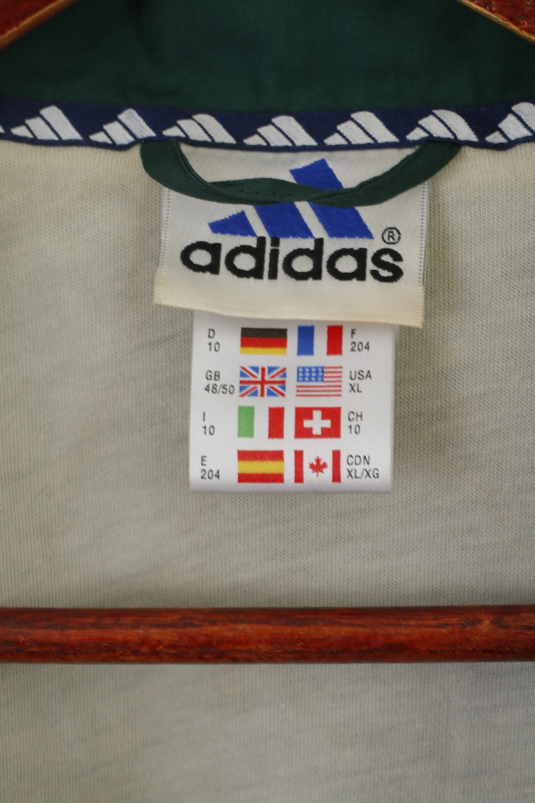Adidas Men XL Jacket Green Vintage Full Zipper Bomber Sportswear 90s Top - Image 5