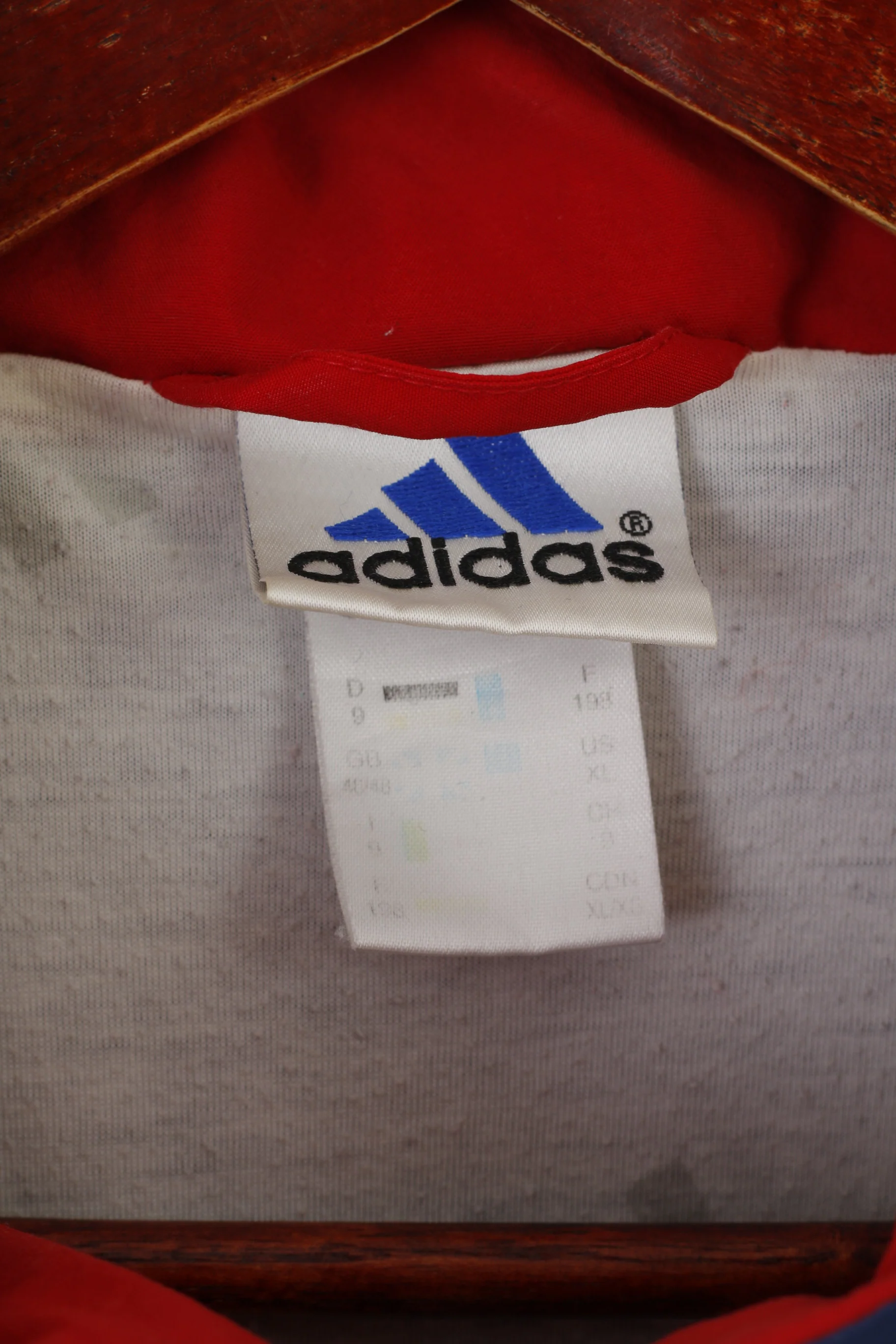 Adidas Men XL Jacket Red Navy Vintage 90s Bomber Zip Up Activewear Top - Image 4