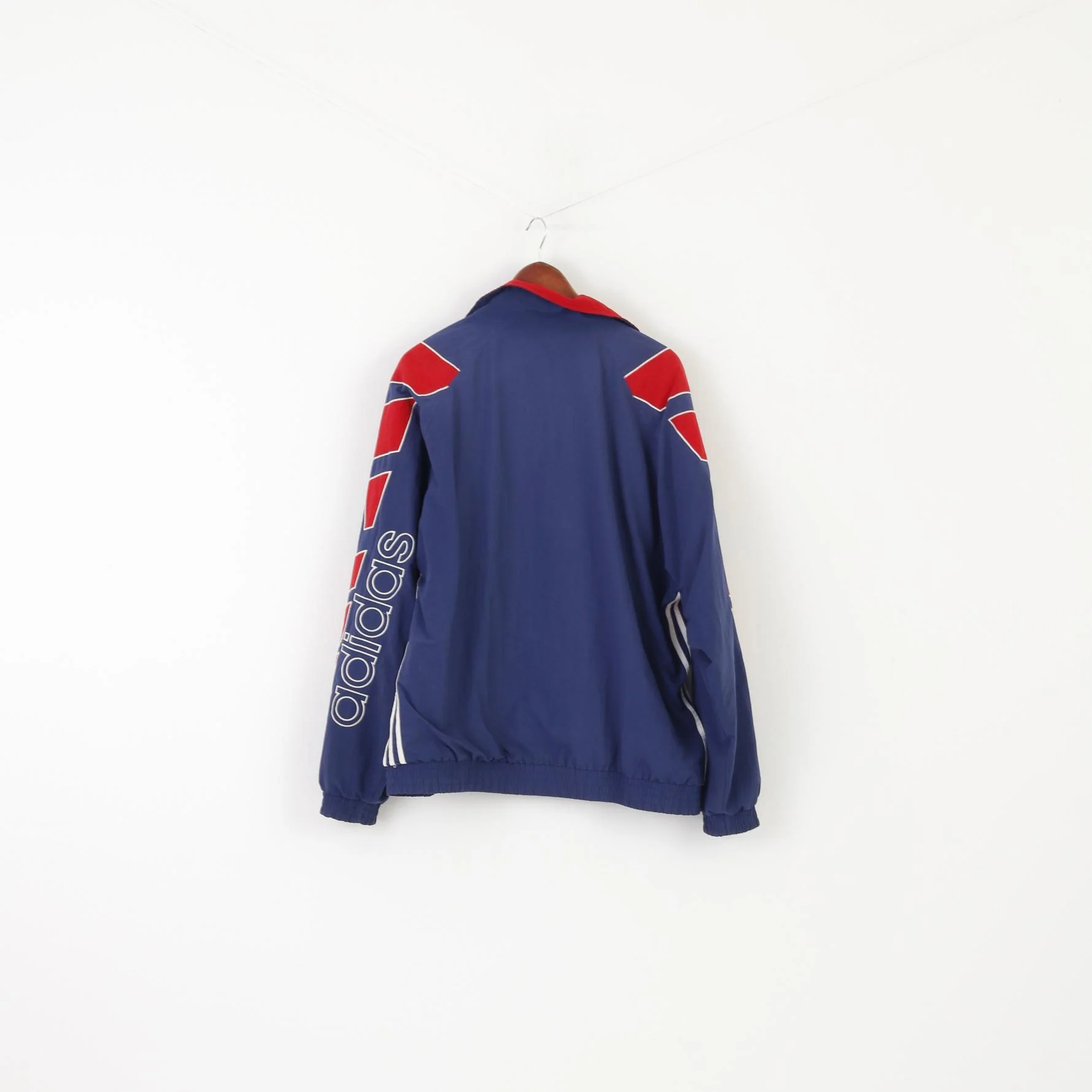 Adidas Men XL Jacket Red Navy Vintage 90s Bomber Zip Up Activewear Top - Image 7
