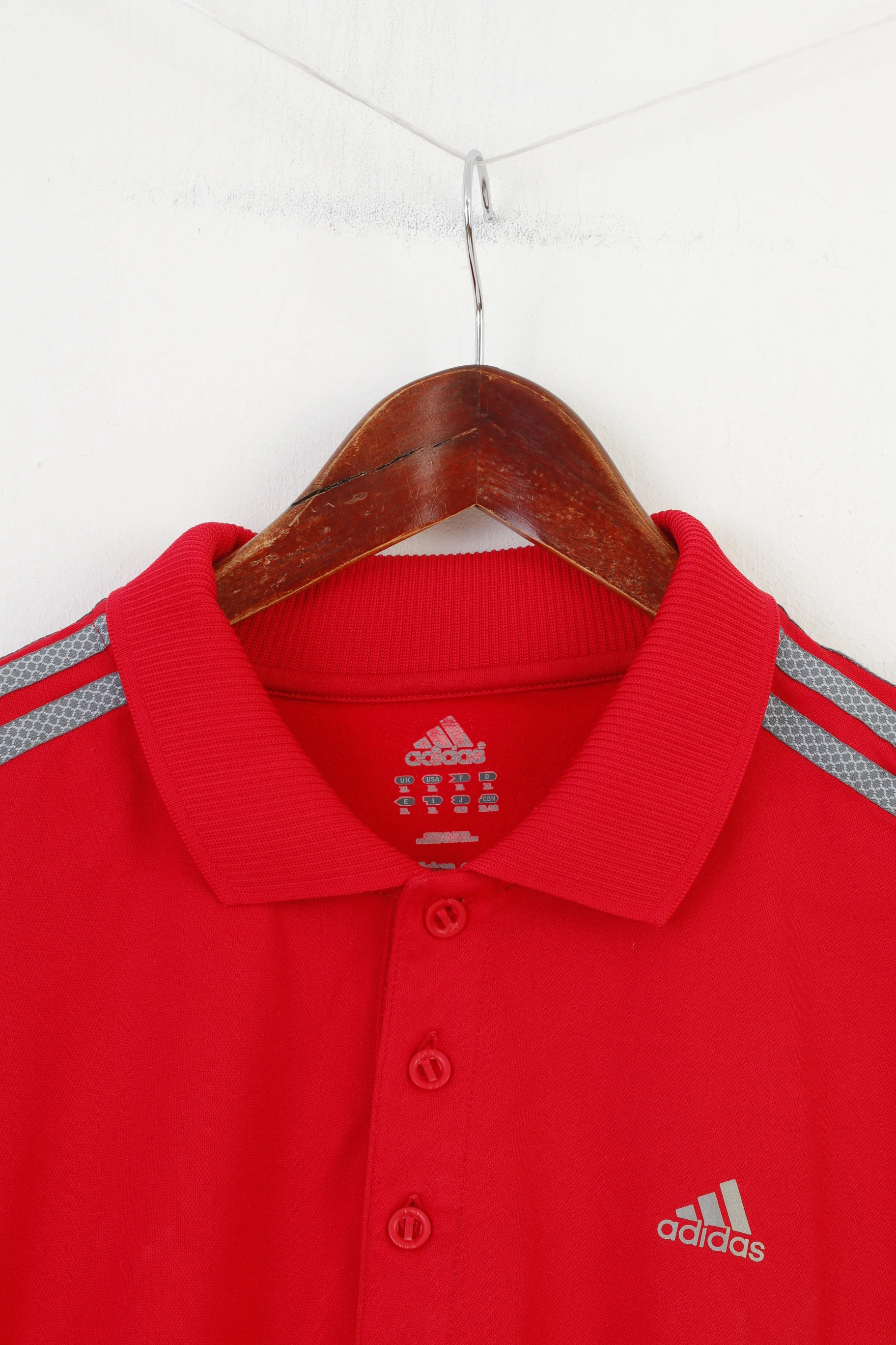 Adidas Men XL Polo Shirt Red Jersey Vintage Sportswear 3 Stripes Vintage Sport Top - Image 2