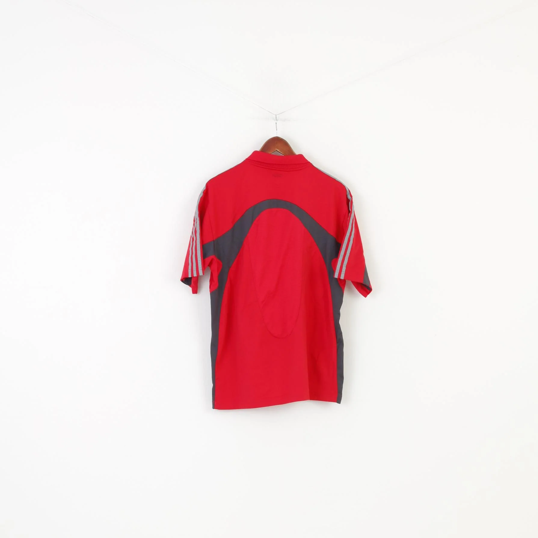 Adidas Men XL Polo Shirt Red Jersey Vintage Sportswear 3 Stripes Vintage Sport Top - Image 7