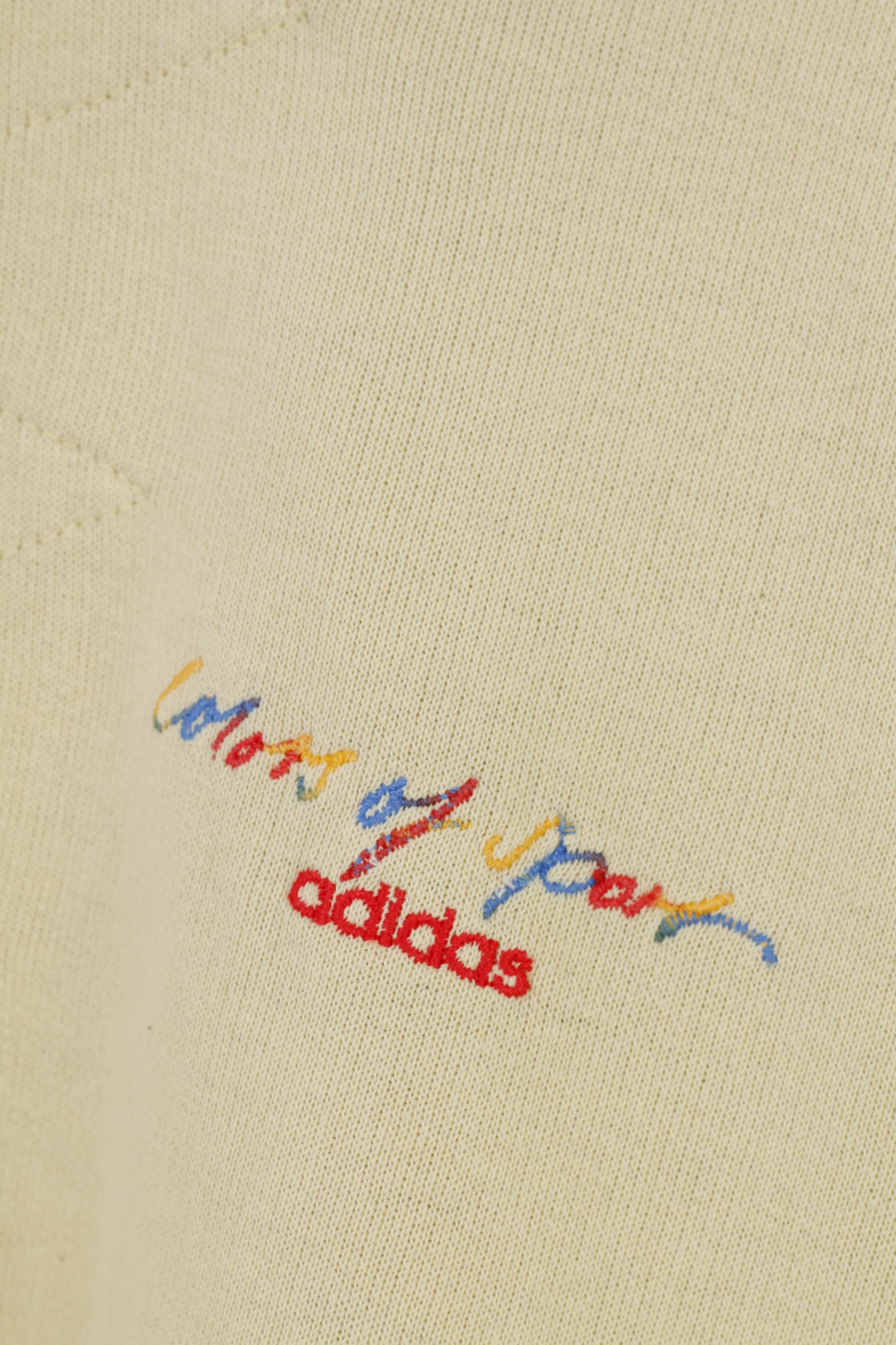 Adidas Men XL Sweatshirt Beige Vintage Logo Cotton Zip Neck F198 90' Oversize Top - Image 4