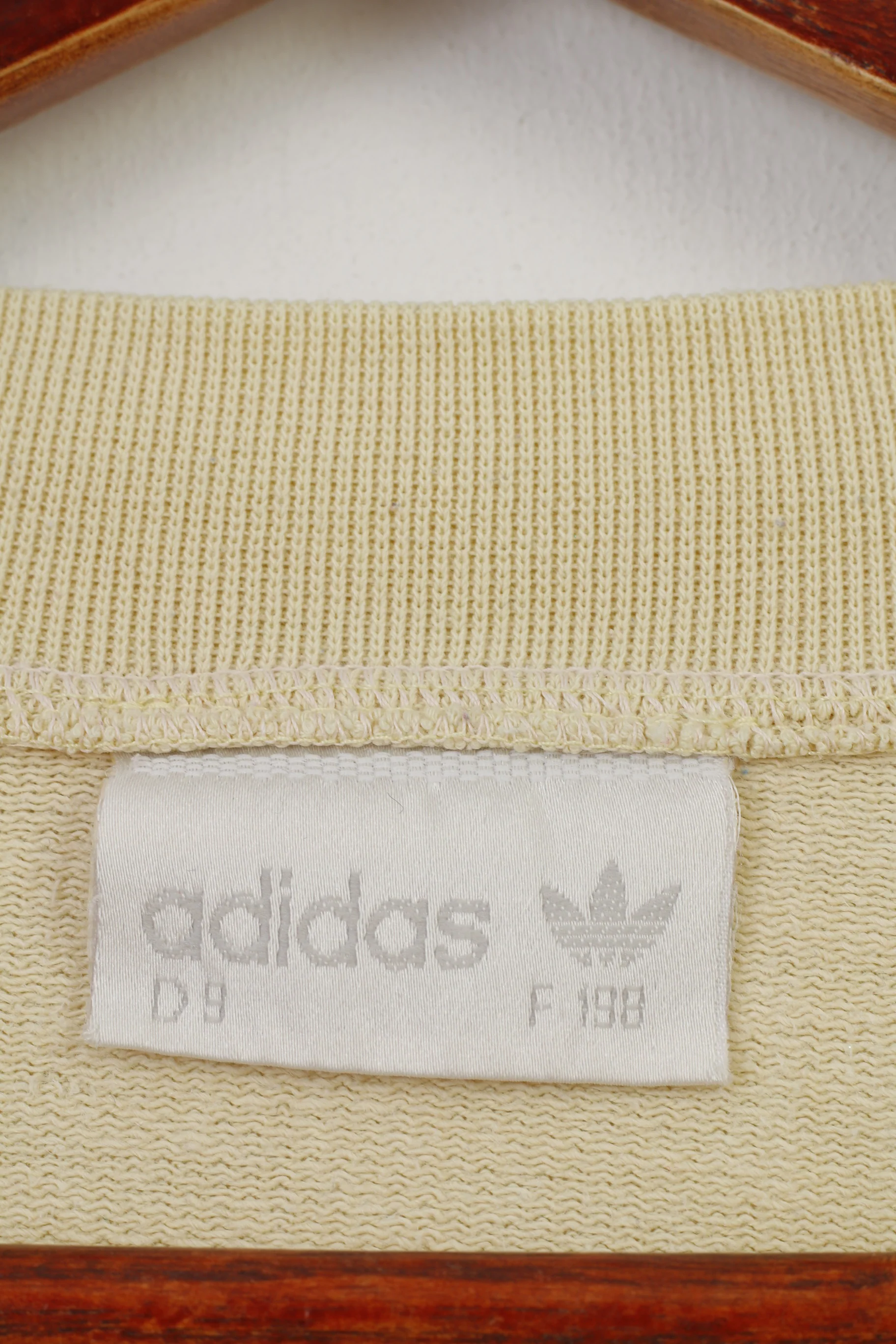 Adidas Men XL Sweatshirt Beige Vintage Logo Cotton Zip Neck F198 90' Oversize Top - Image 6