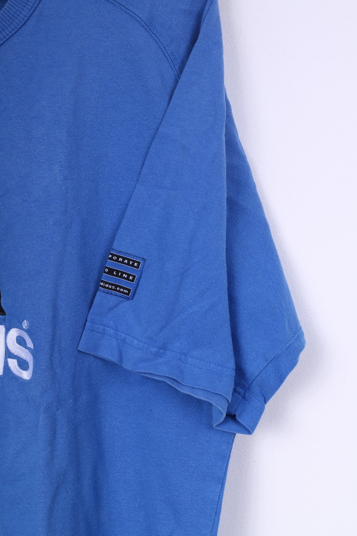 Adidas Mens 40/42 M T-Shirt Graphic Blue Crew Neck Cotton Vintage - Image 3