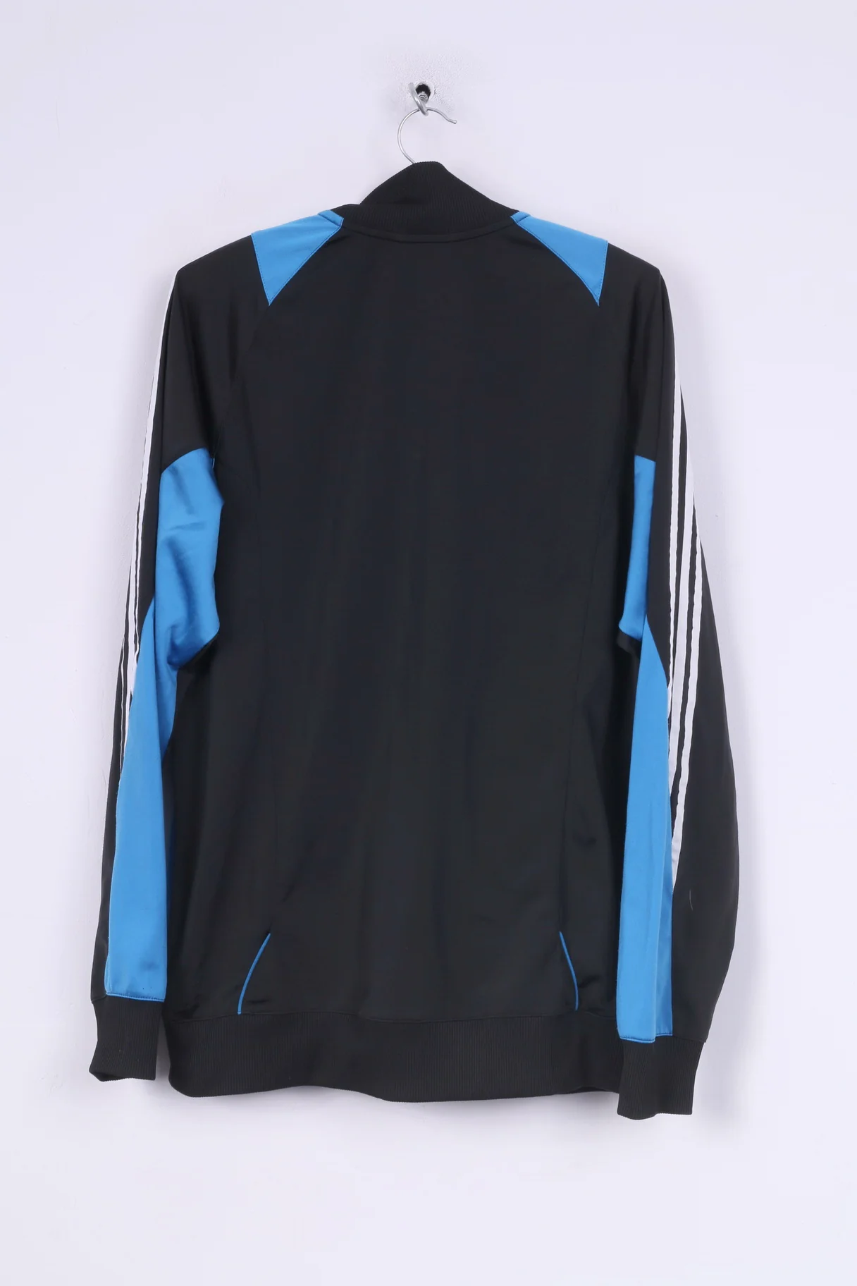 Adidas Mens 42/44 L Sweatshirt Shiny Full Zipper Sportswear Black Top - Image 5