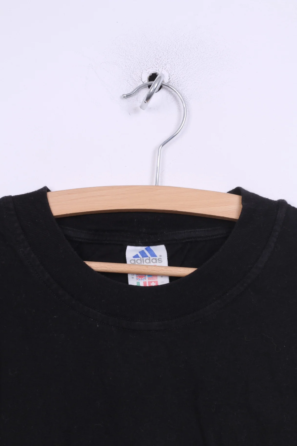 Adidas Mens M Graphic Shirt Black Cotton Crew Neck Sport - Image 2