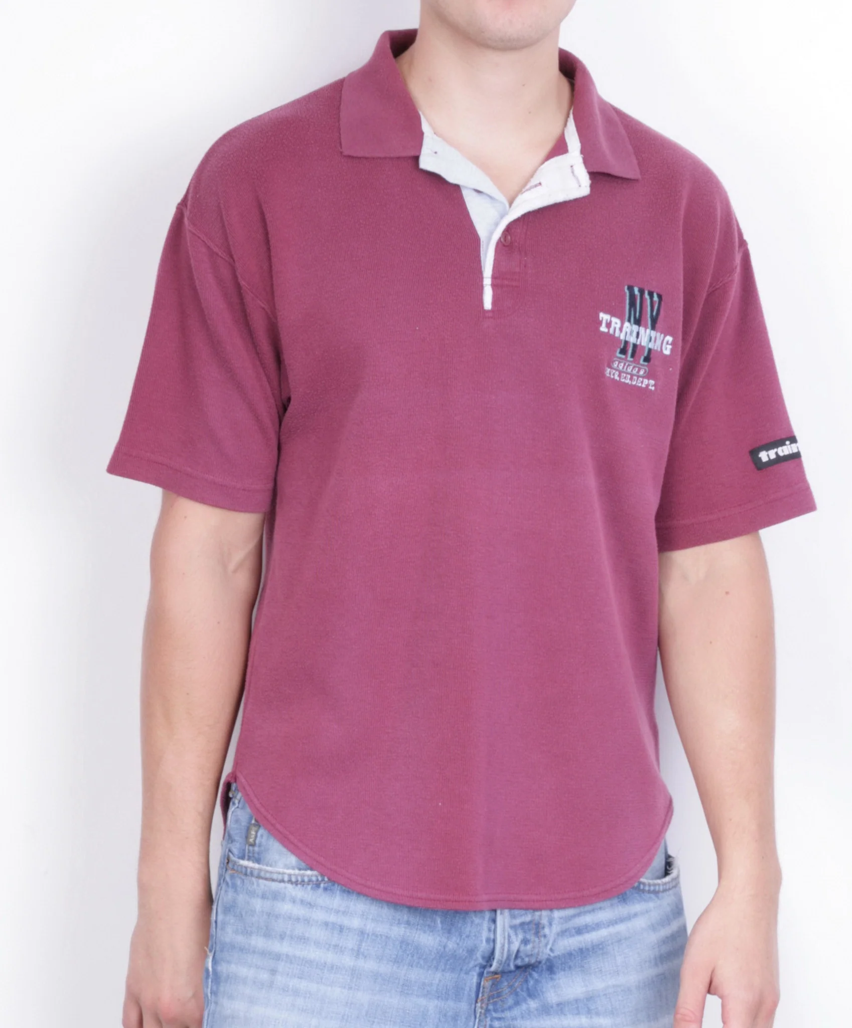 Adidas Mens M Polo Shirt Short Sleeve Maroon Cotton Sport Traning - Image 2