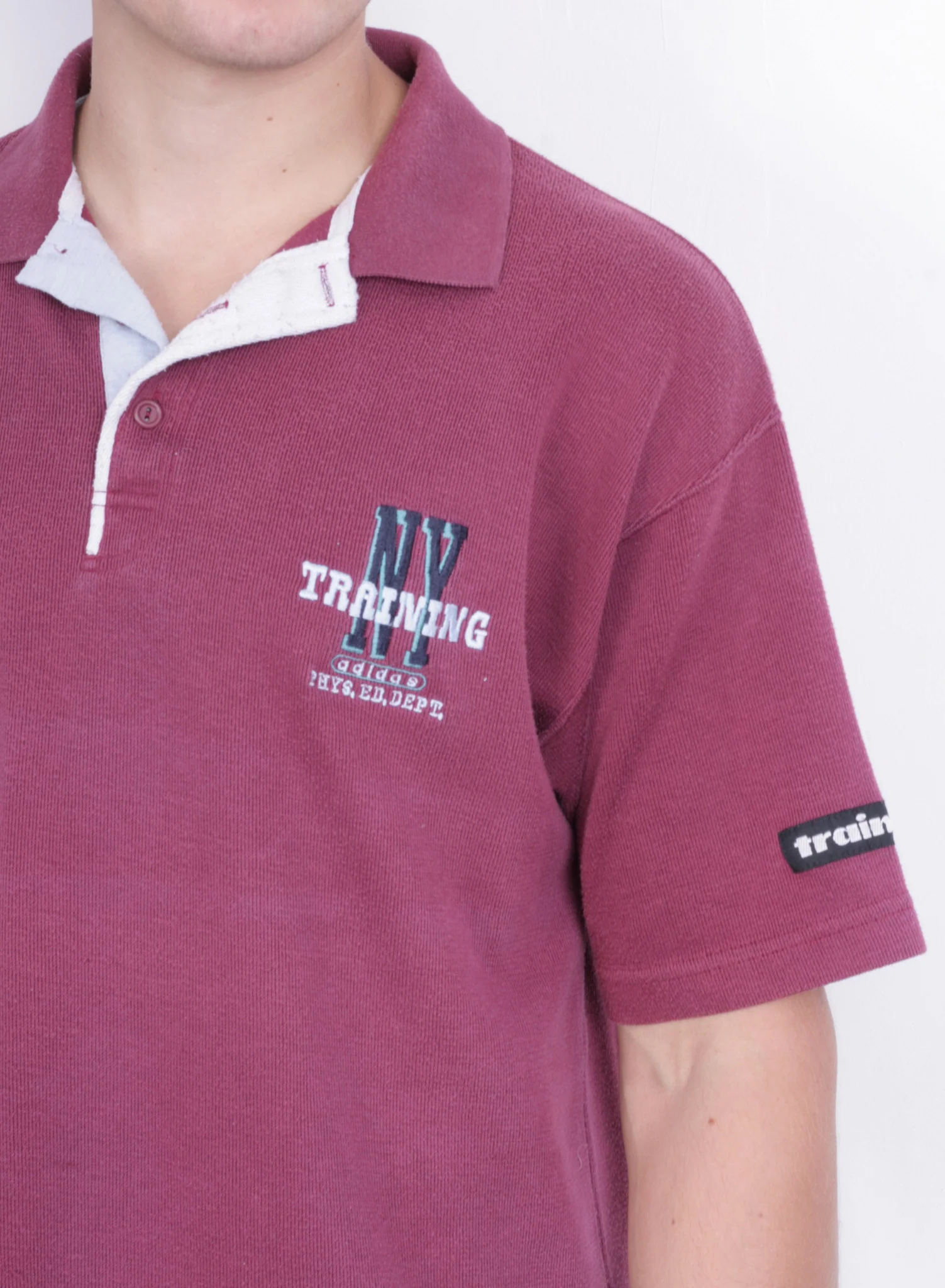 Adidas Mens M Polo Shirt Short Sleeve Maroon Cotton Sport Traning - Image 3