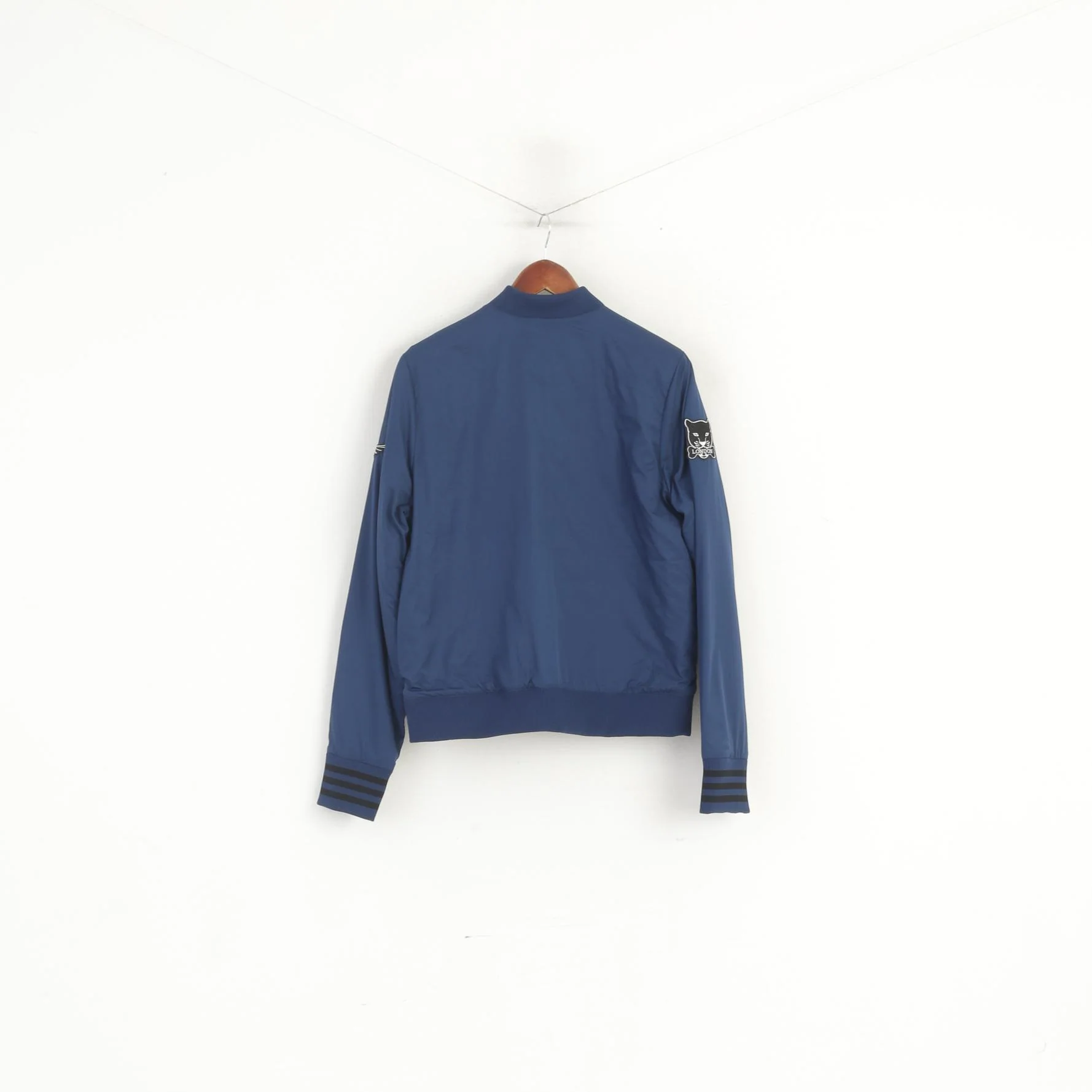 Adidas Neo Women XL Bomber Jacket Navy Lined Full Zip Emroidered Sport Top - Image 9