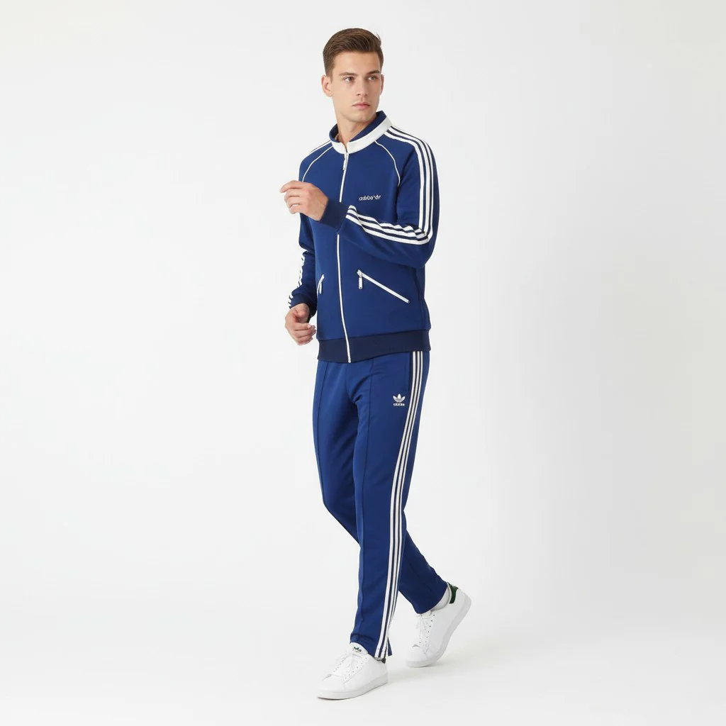 Adidas Real Vintage 70s Beckenbauer Men 52 L Track Jacket Navy Tracksuit Finland Top