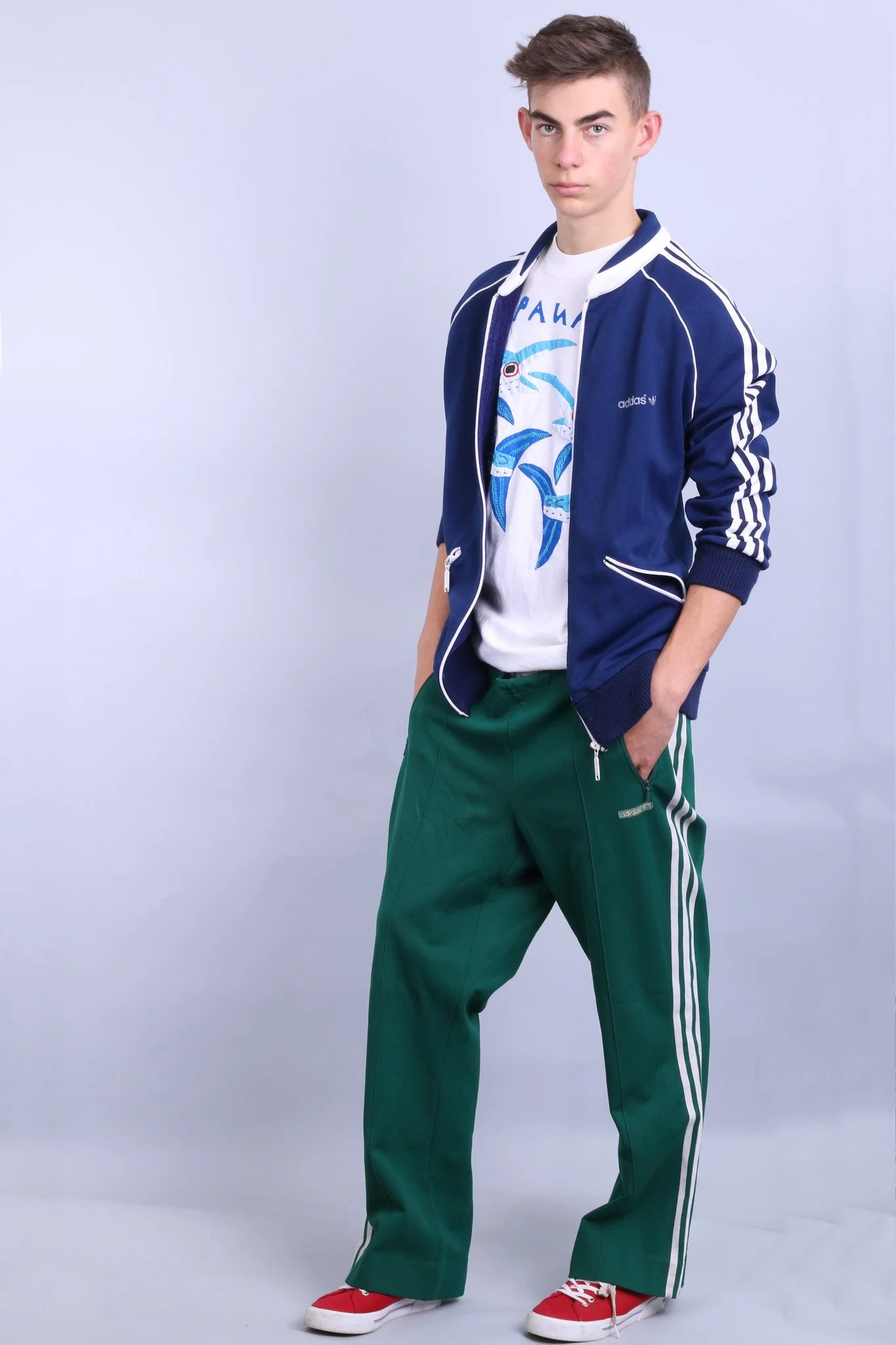Adidas Real Vintage 70s Beckenbauer Men 52 L Track Jacket Navy Tracksuit Finland Top - Image 10