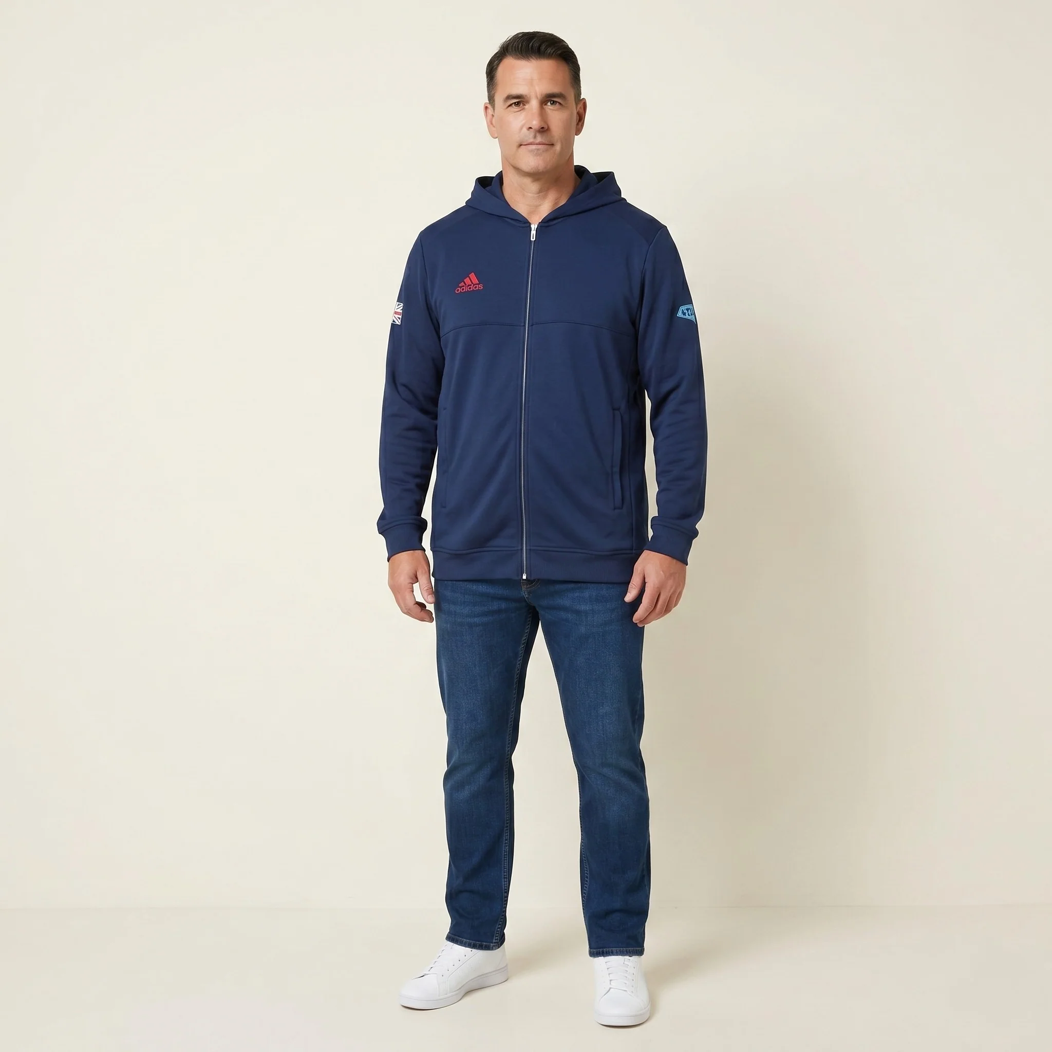 Adidas Team Men XL Sweatshirt Navy Climalite LTA Tennis For Britain Sport Track Top