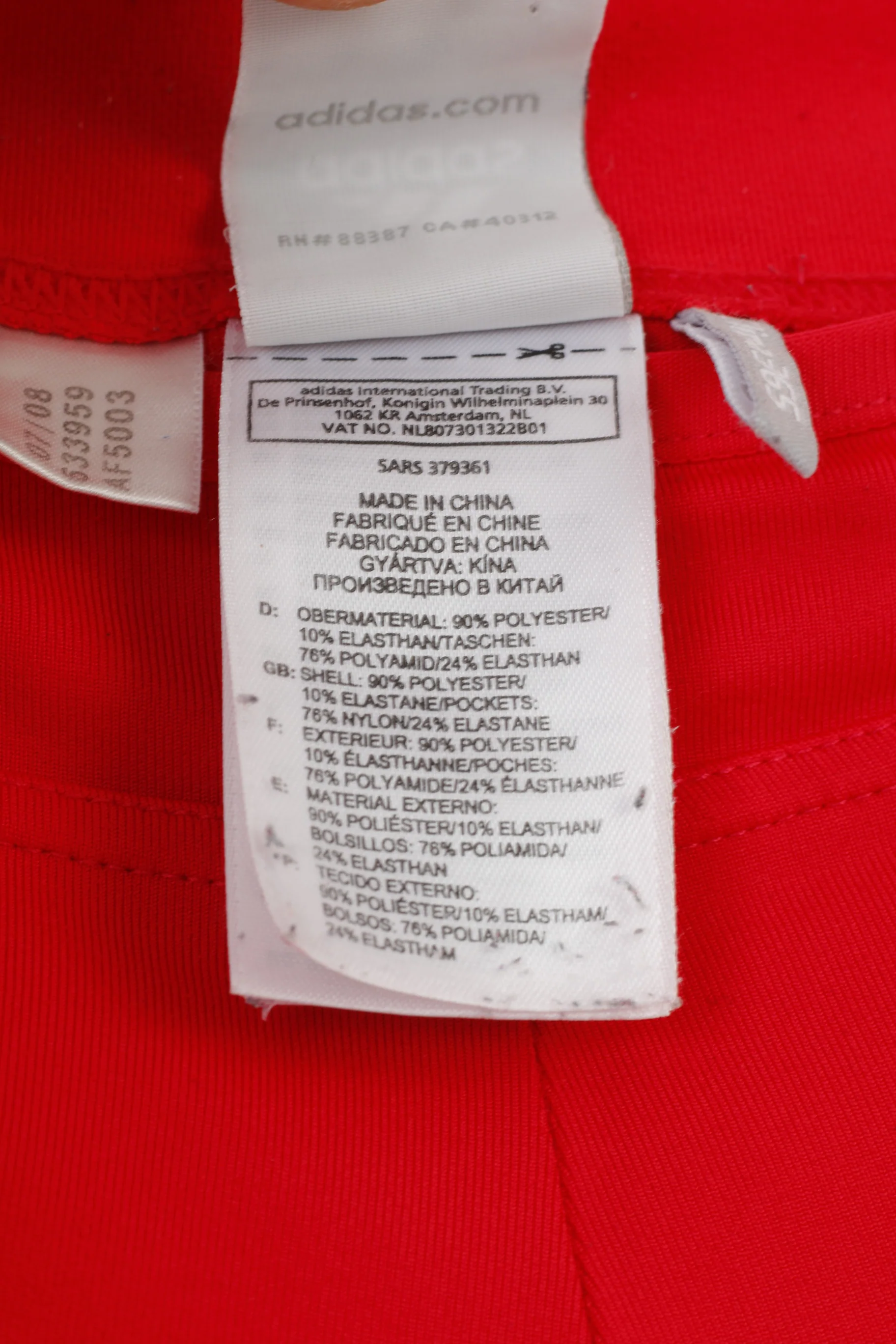Adidas Woman 42 16 Trousers Red 3Stripes Zipper Wide Legs Sport Top - Image 6