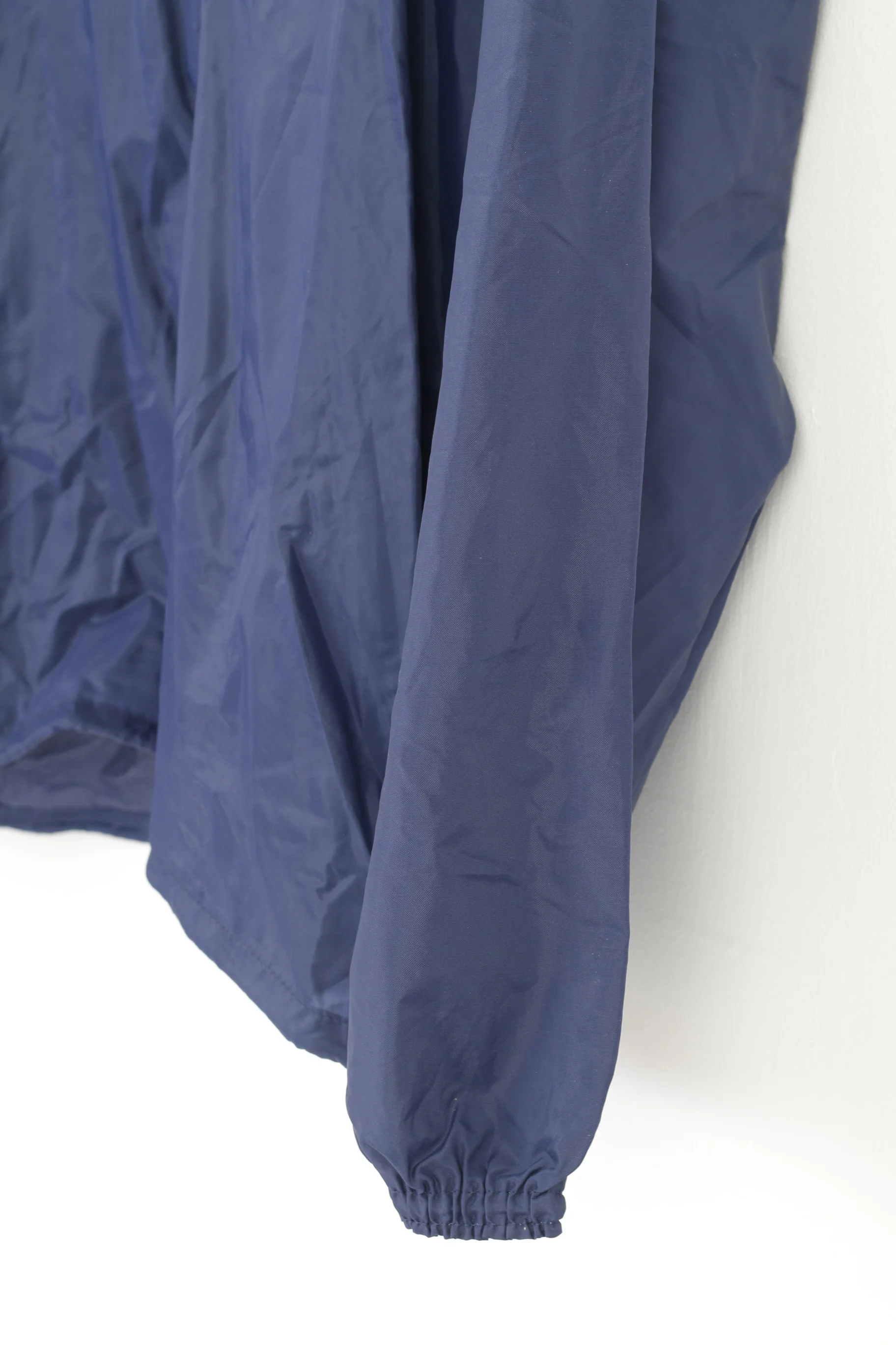 Adidas Men 186 L Jacket Navy Vintage 90s Blue Waterproof Full Zipper Hood Top - Image 4