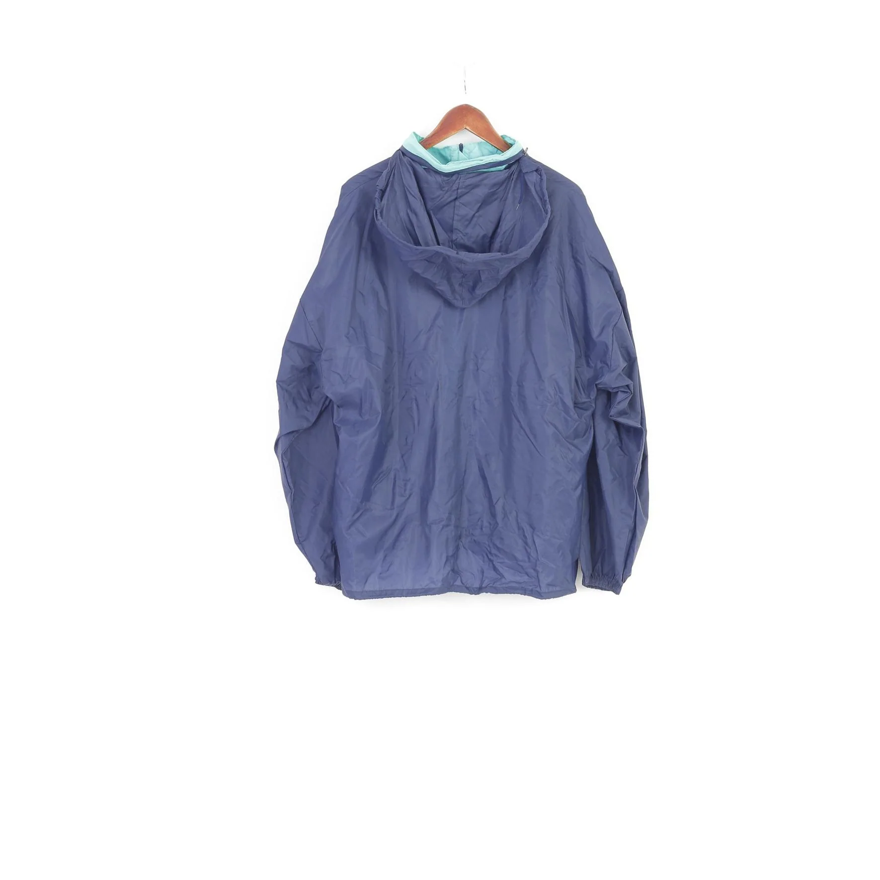 Adidas Men 186 L Jacket Navy Vintage 90s Blue Waterproof Full Zipper Hood Top - Image 8