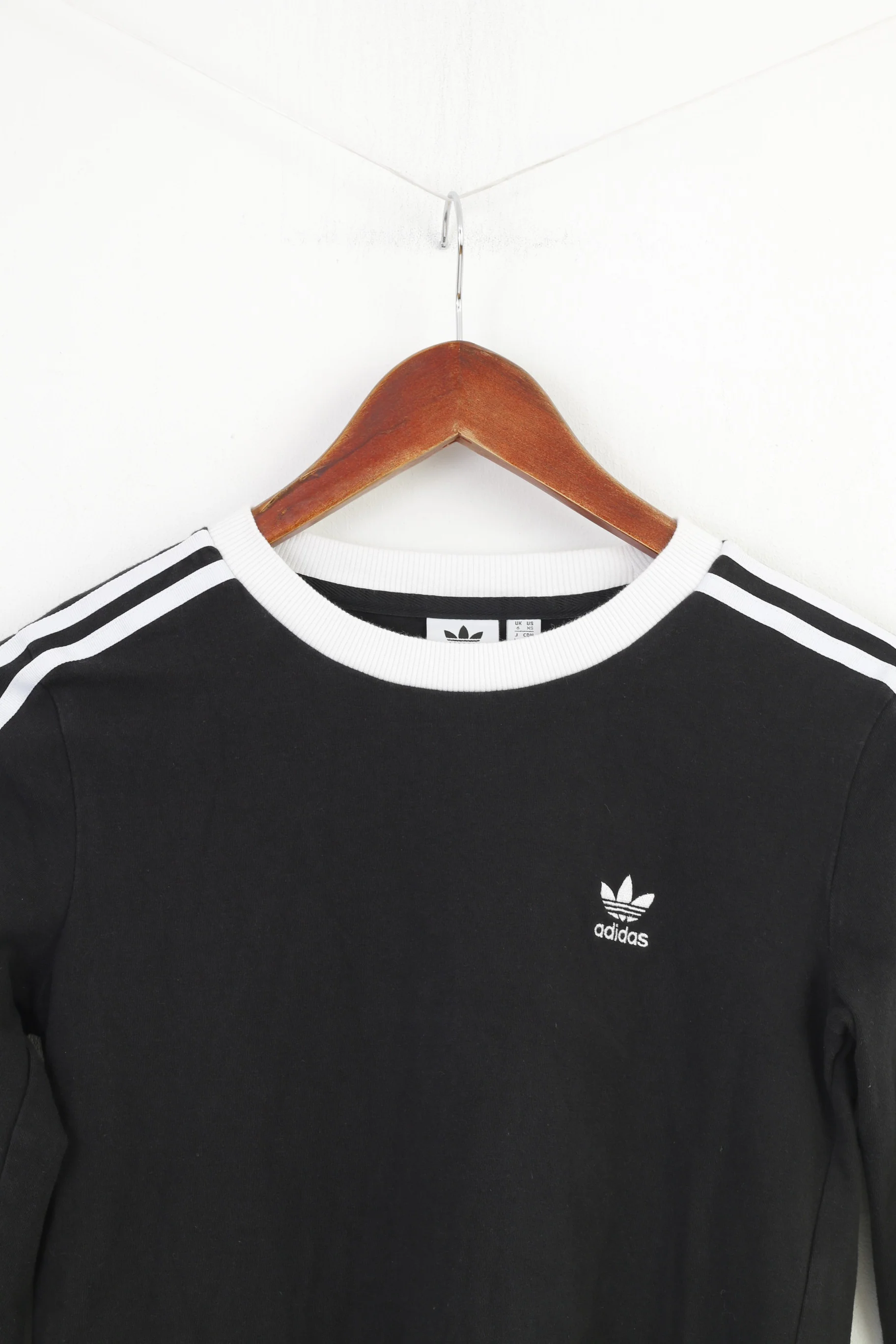 Adidas Woman XS Shirt  Cotton Black Long Sleeve 3Stripes Classic Top - Image 2