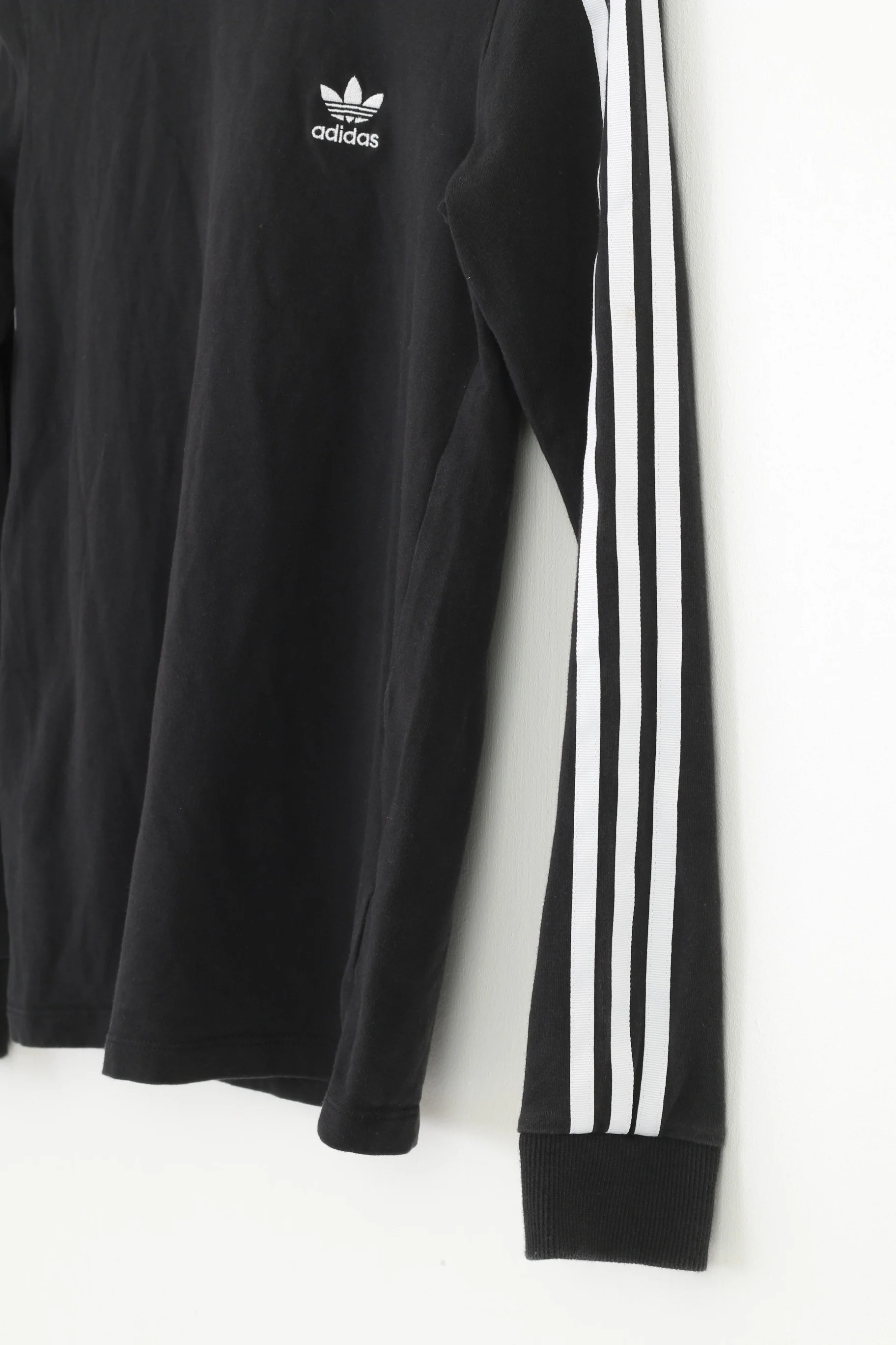 Adidas Woman XS Shirt  Cotton Black Long Sleeve 3Stripes Classic Top - Image 3