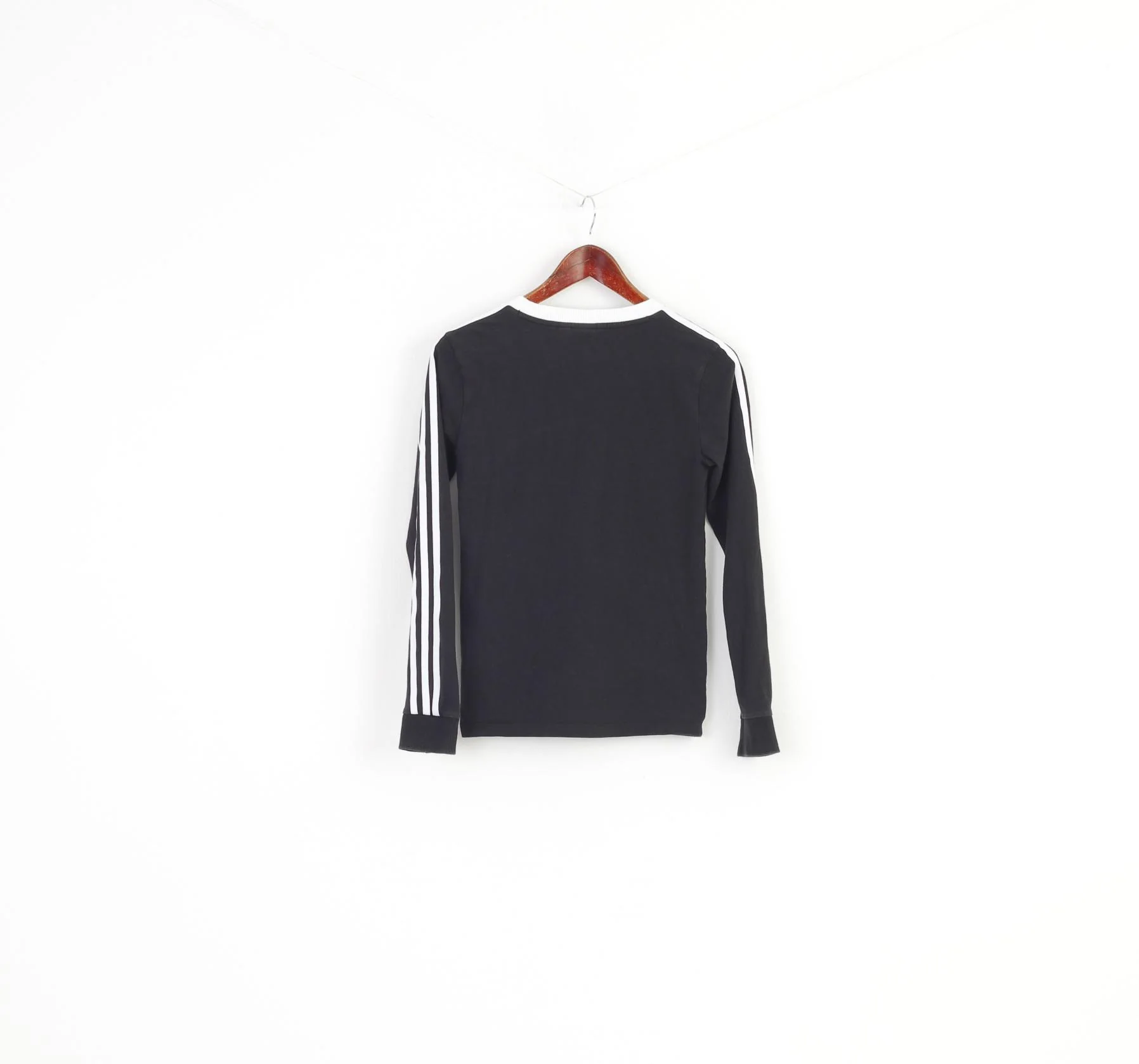 Adidas Woman XS Shirt  Cotton Black Long Sleeve 3Stripes Classic Top - Image 6