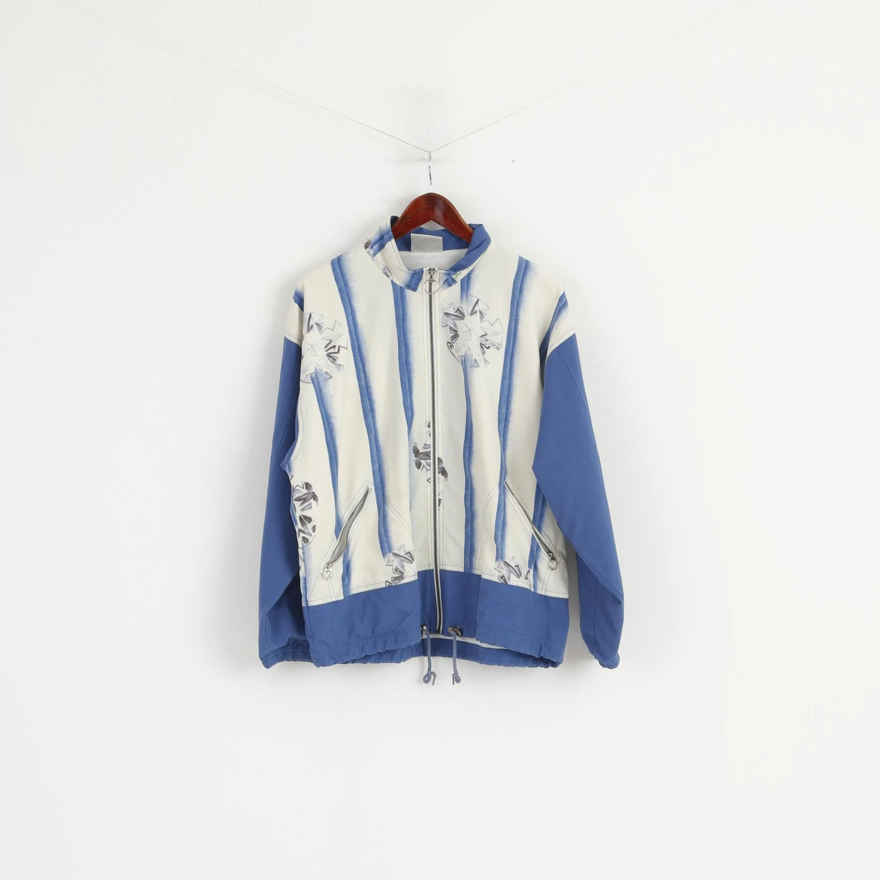 Adidas Women 10 38 S Jacket Vintage Blue Nylon Full Zipper Lightweight Retro Top - Image 2