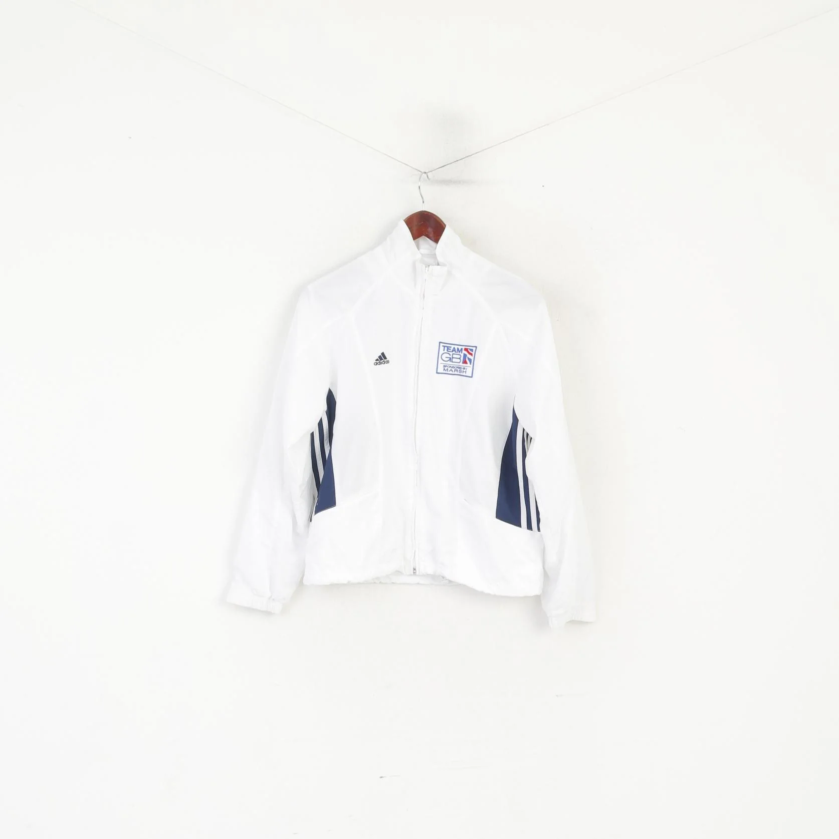 Adidas Women 12 38 M Jacket White Team Great Britain Sportswear Zip Up Top - Image 2
