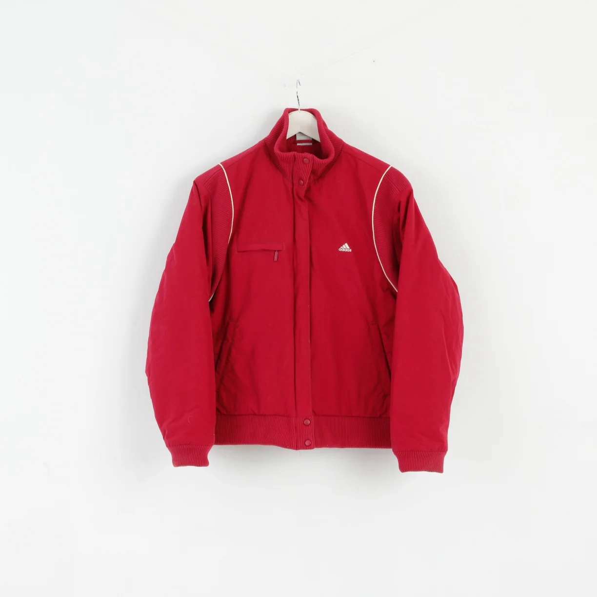 Adidas Women 18 L Jacket Maroon Padded Nylon Zip Up Bomber Warm Top - Image 2