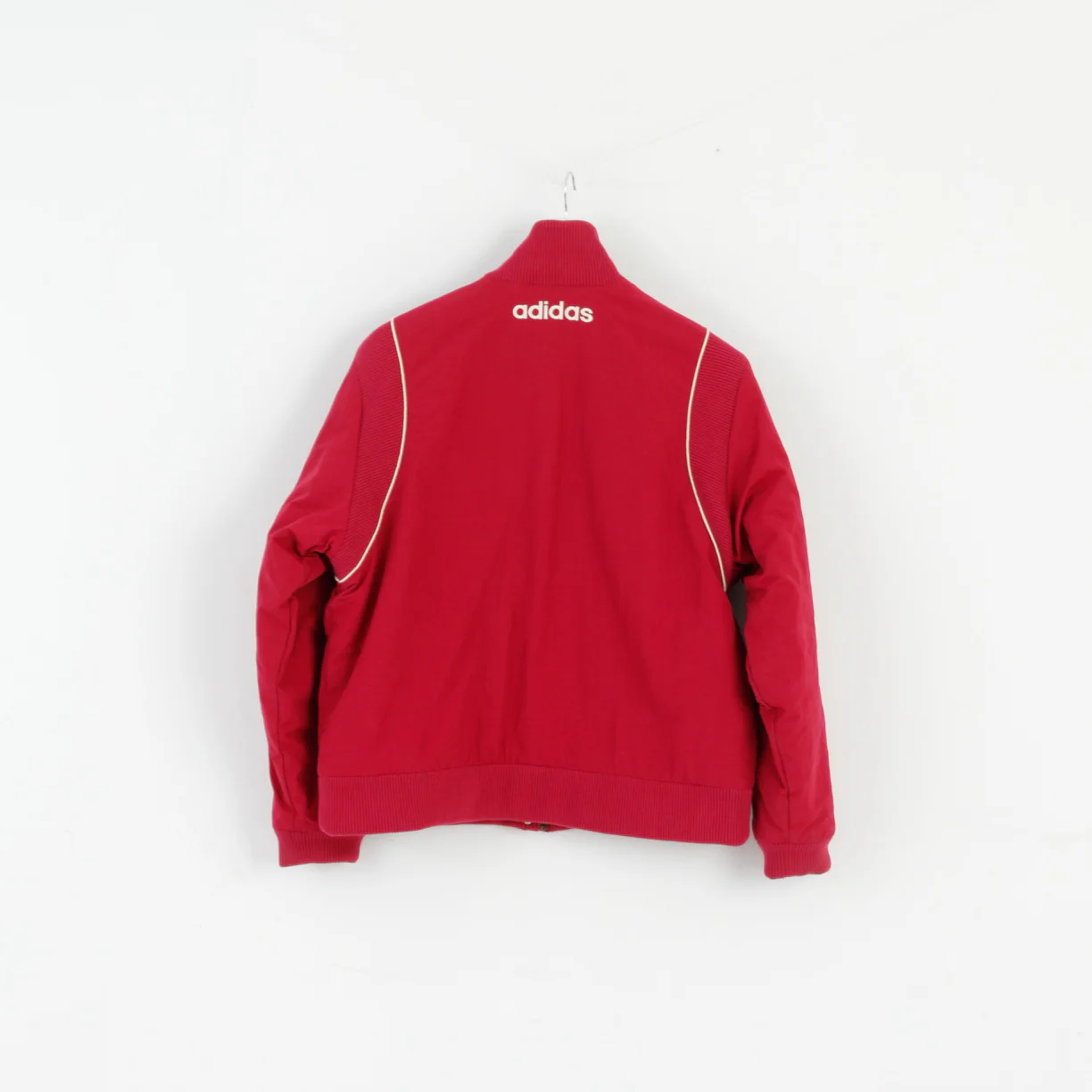 Adidas Women 18 L Jacket Maroon Padded Nylon Zip Up Bomber Warm Top - Image 7