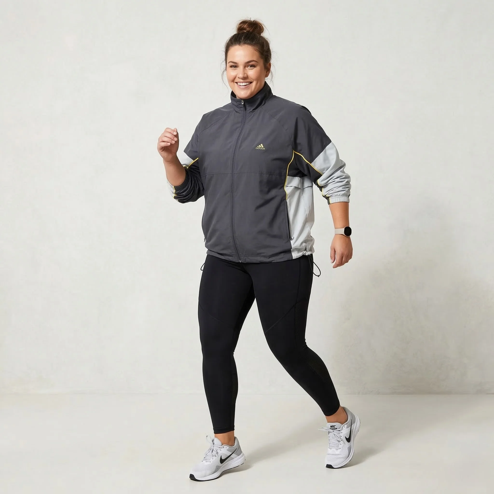 Adidas Women 20 XL Jacket Grey Vintage Activewear Full Zip Sport Track Top