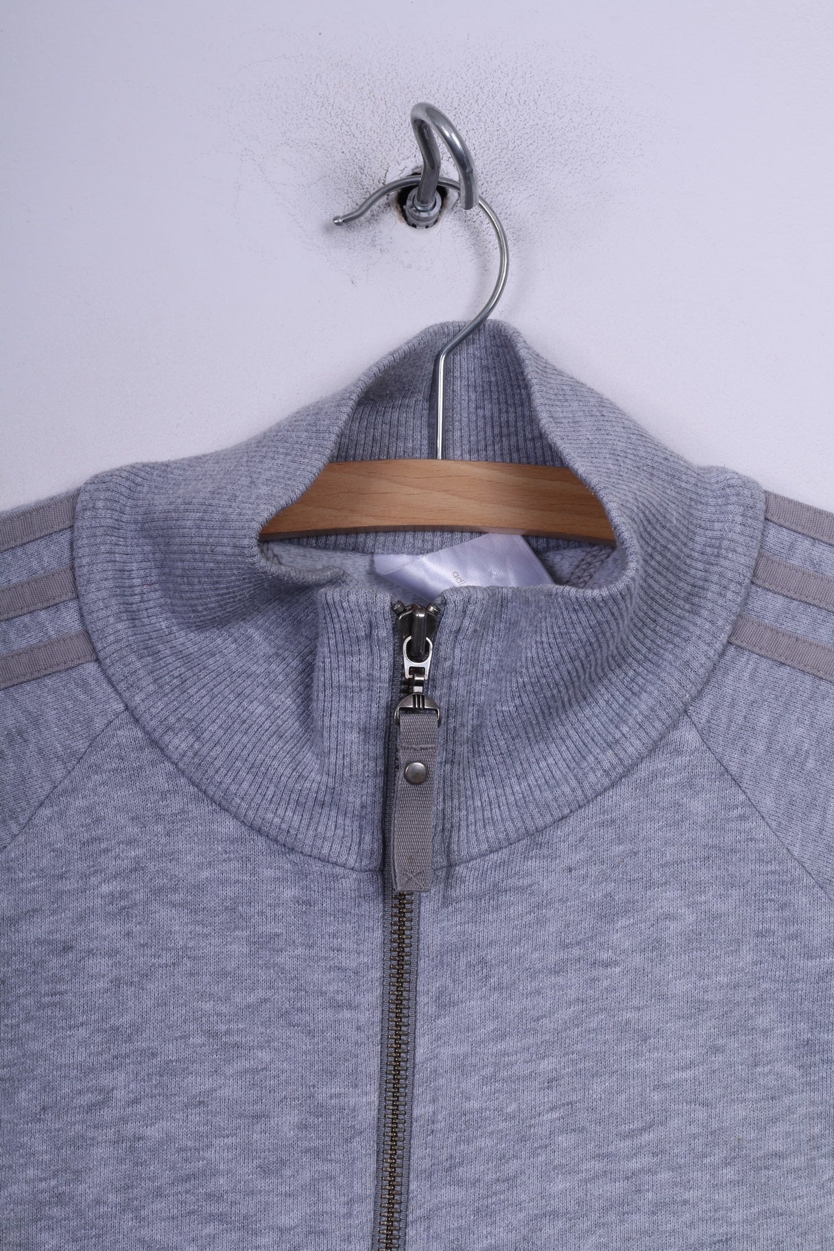 Adidas Womens 18 44 L Sweatshirt Grey Jumper Zip Up Sportswear Cotton Top - Image 2