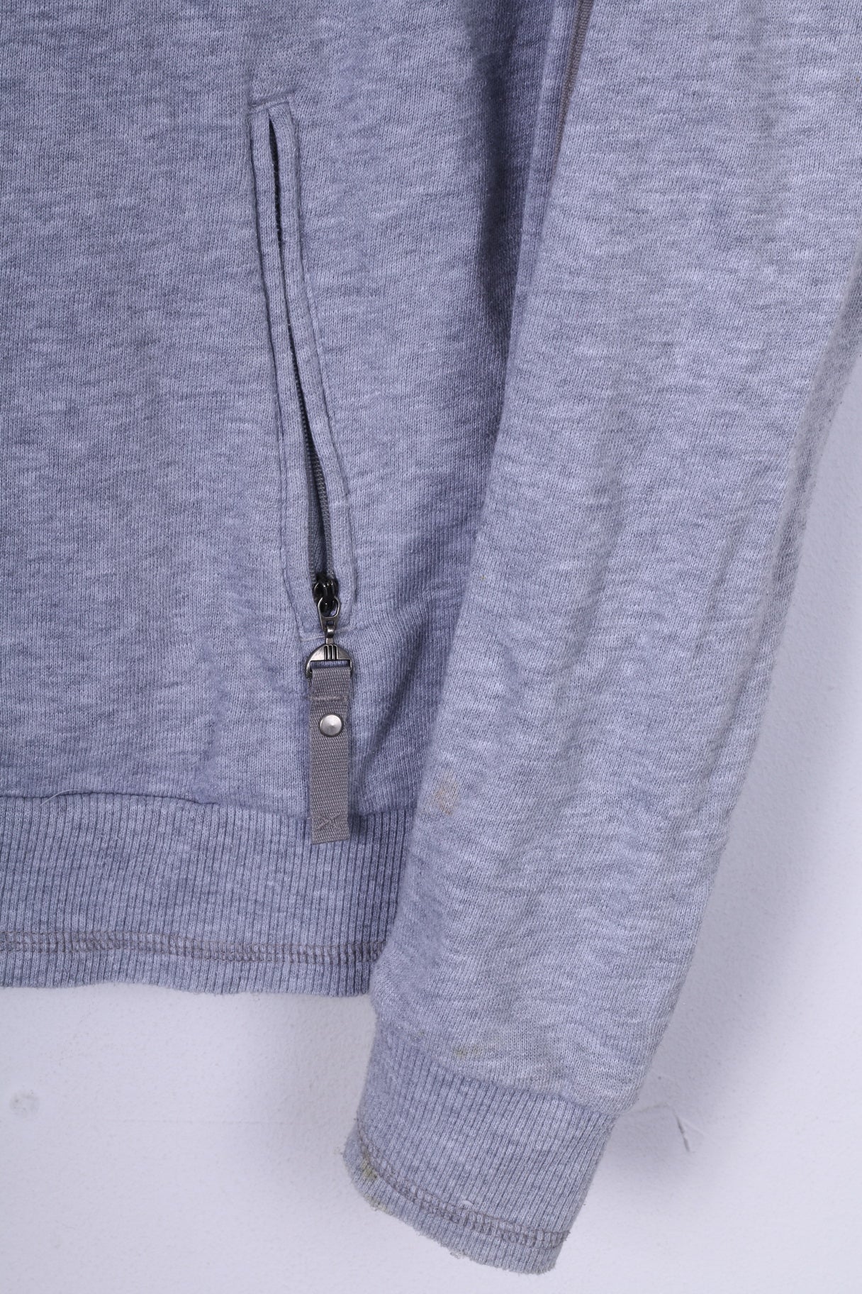 Adidas Womens 18 44 L Sweatshirt Grey Jumper Zip Up Sportswear Cotton Top - Image 3