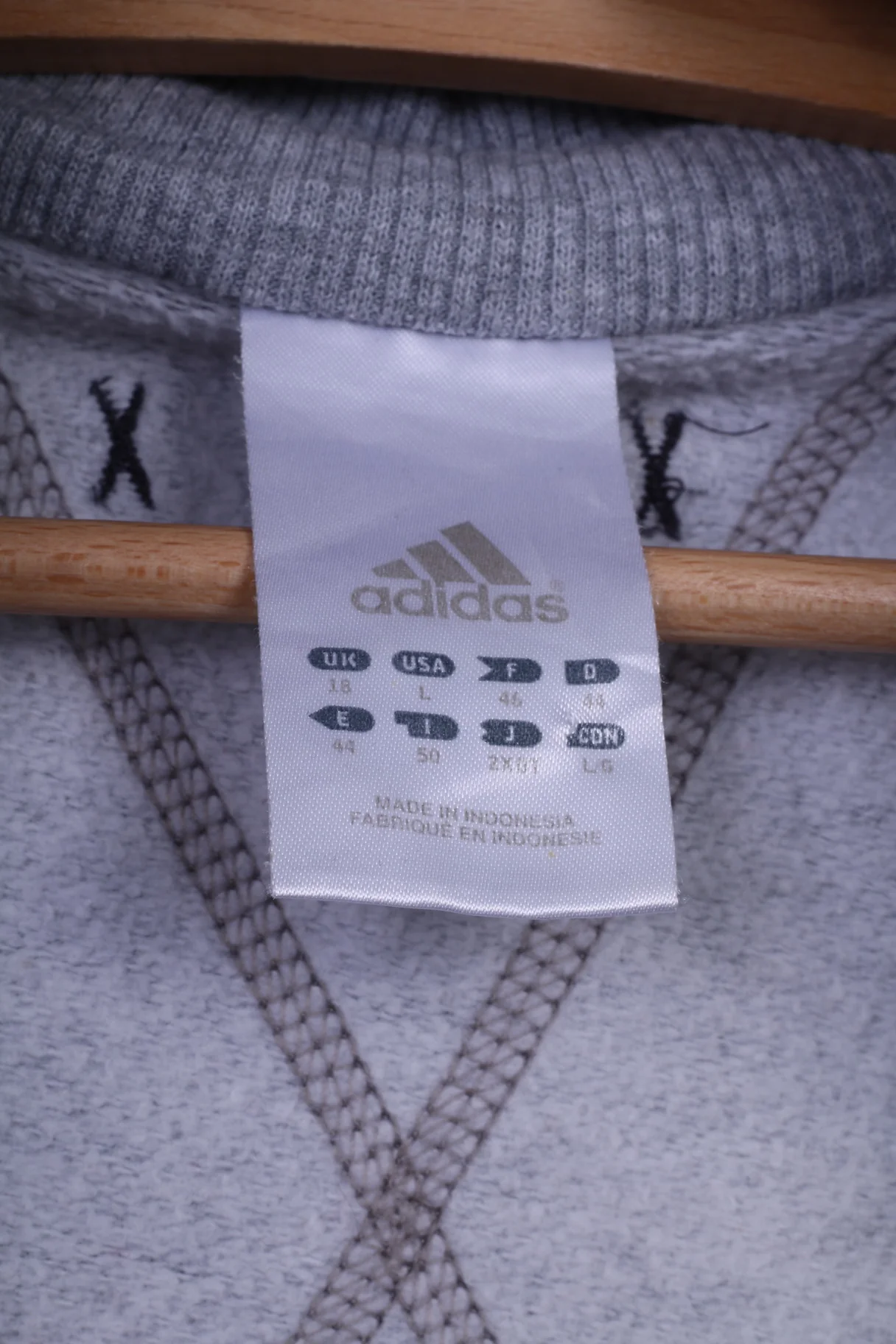 Adidas Womens 18 44 L Sweatshirt Grey Jumper Zip Up Sportswear Cotton Top - Image 4