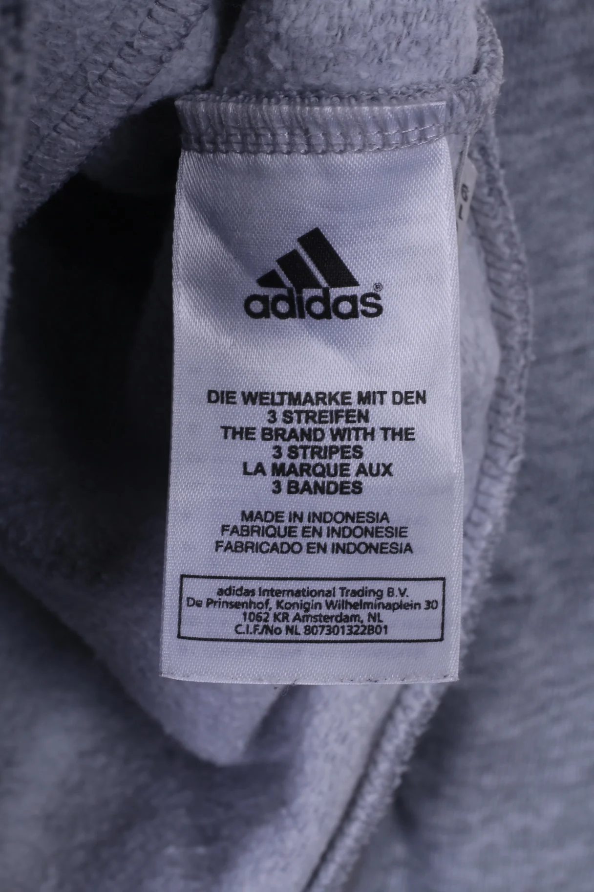 Adidas Womens 18 44 L Sweatshirt Grey Jumper Zip Up Sportswear Cotton Top - Image 5
