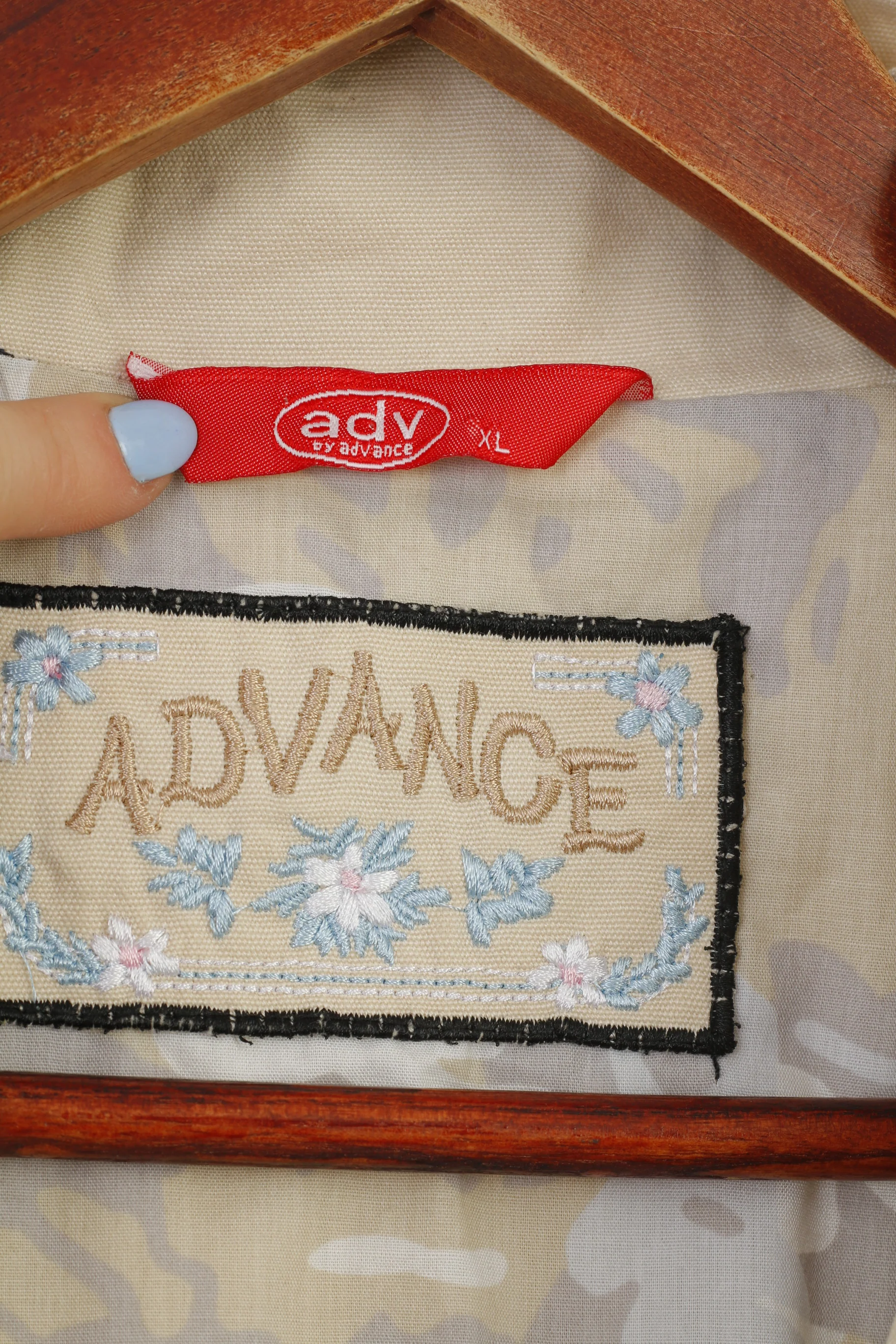 ADV by Advance Women XL M Jacket Beige Cotton Detailed  Full Zipper Laces Vintage Top - Image 5