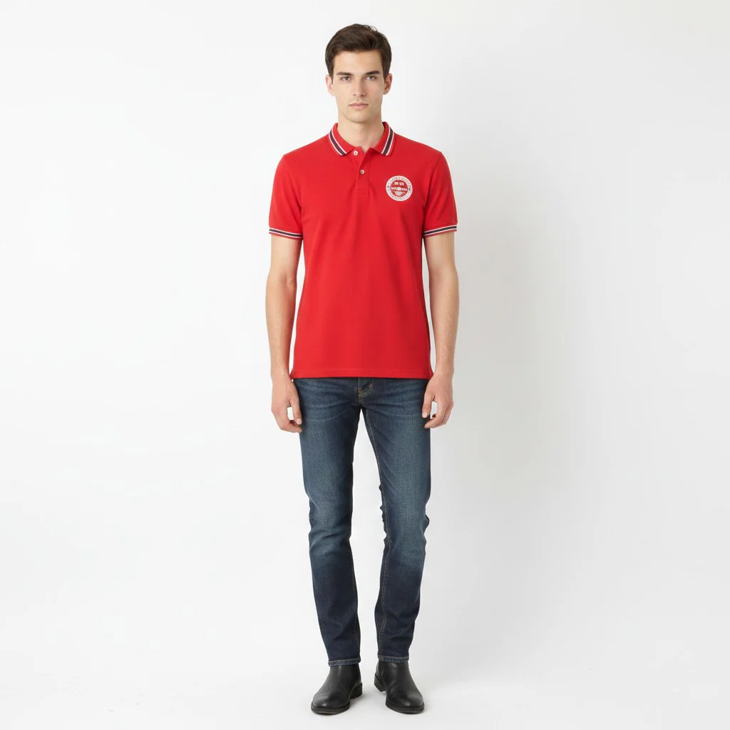 Aeronautica Militare Men L (M) Polo Shirt Red Cotton Tornado It-Ecr Pique Top
