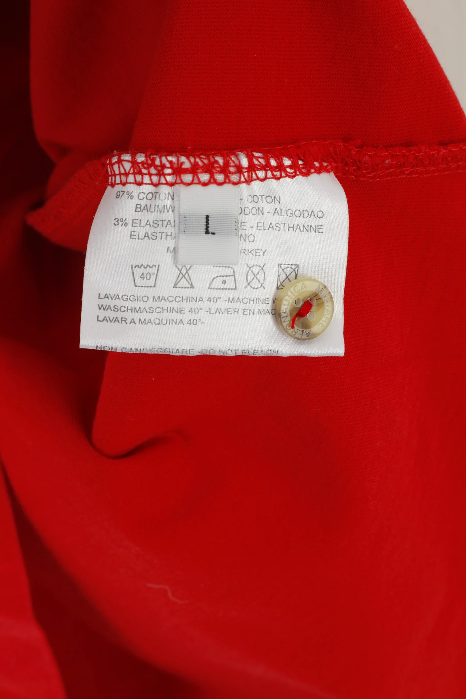 Aeronautica Militare Men L (M) Polo Shirt Red Cotton Tornado It-Ecr Pique Top - Image 5