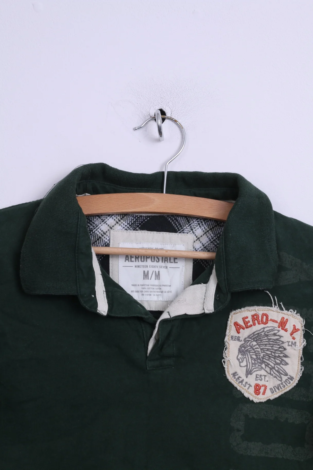 AEROPOSTALE Mens M Polo Shirt Green Cotton Short Sleeve - Image 2