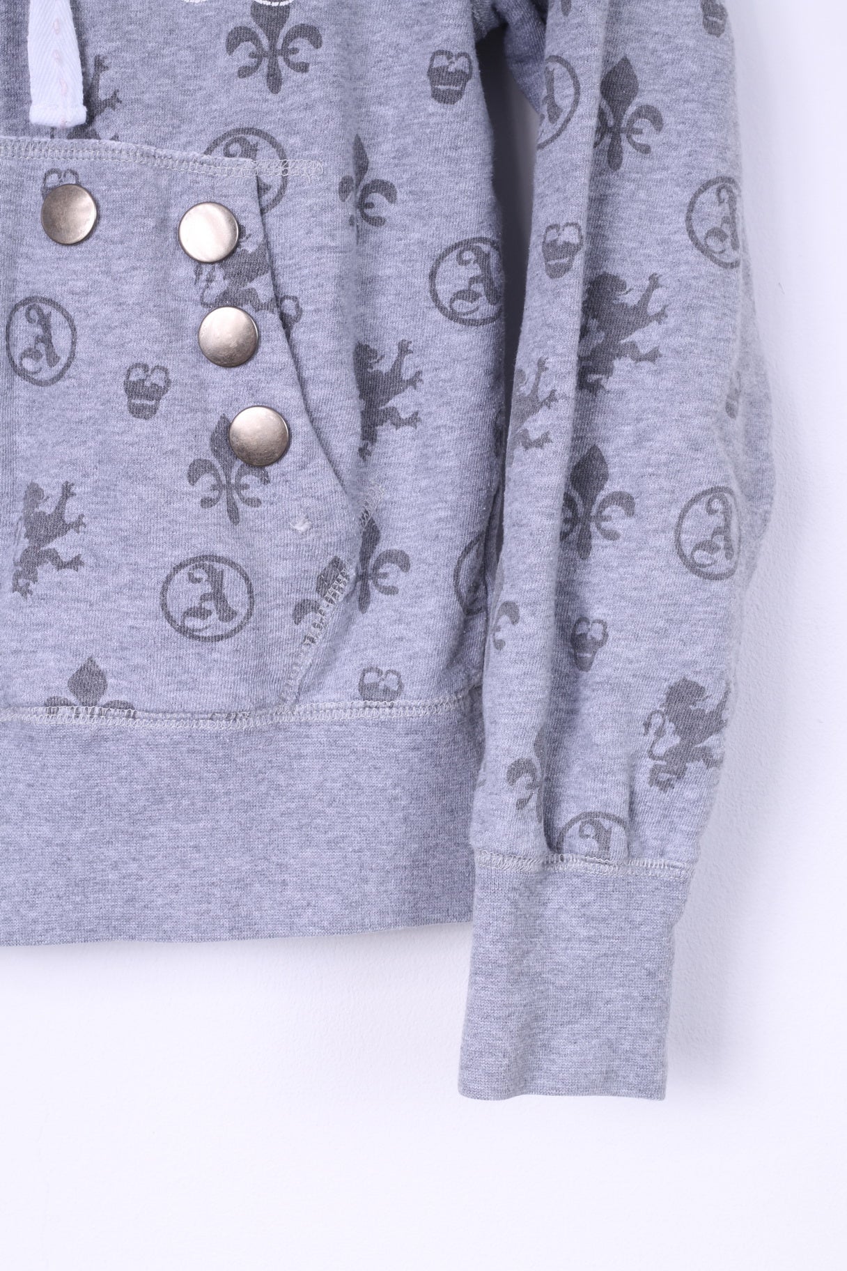 Airforce Womens XS Sweatshirt Grey Hooded Jumper Cotton Full Zipper - Image 3