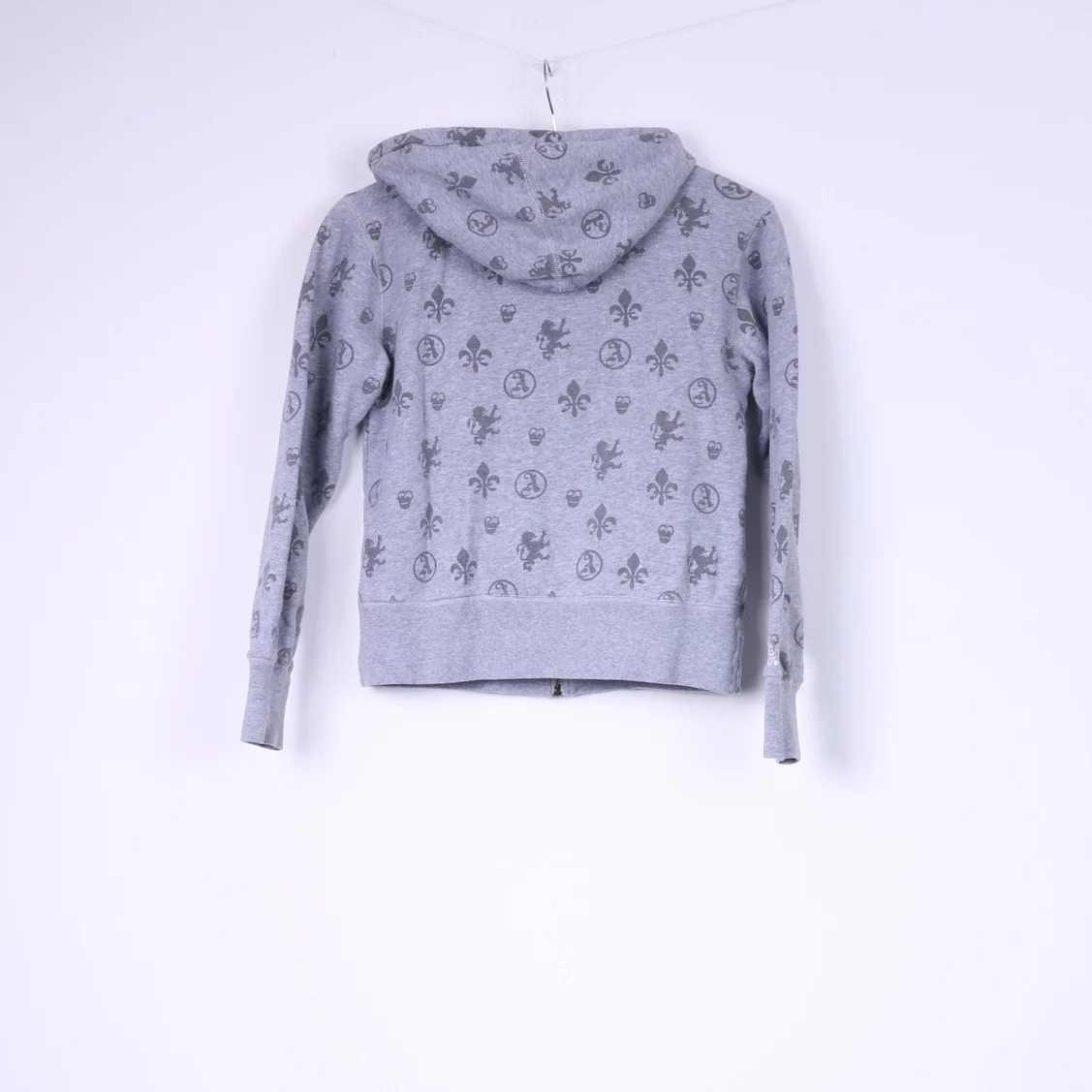 Airforce Womens XS Sweatshirt Grey Hooded Jumper Cotton Full Zipper - Image 6
