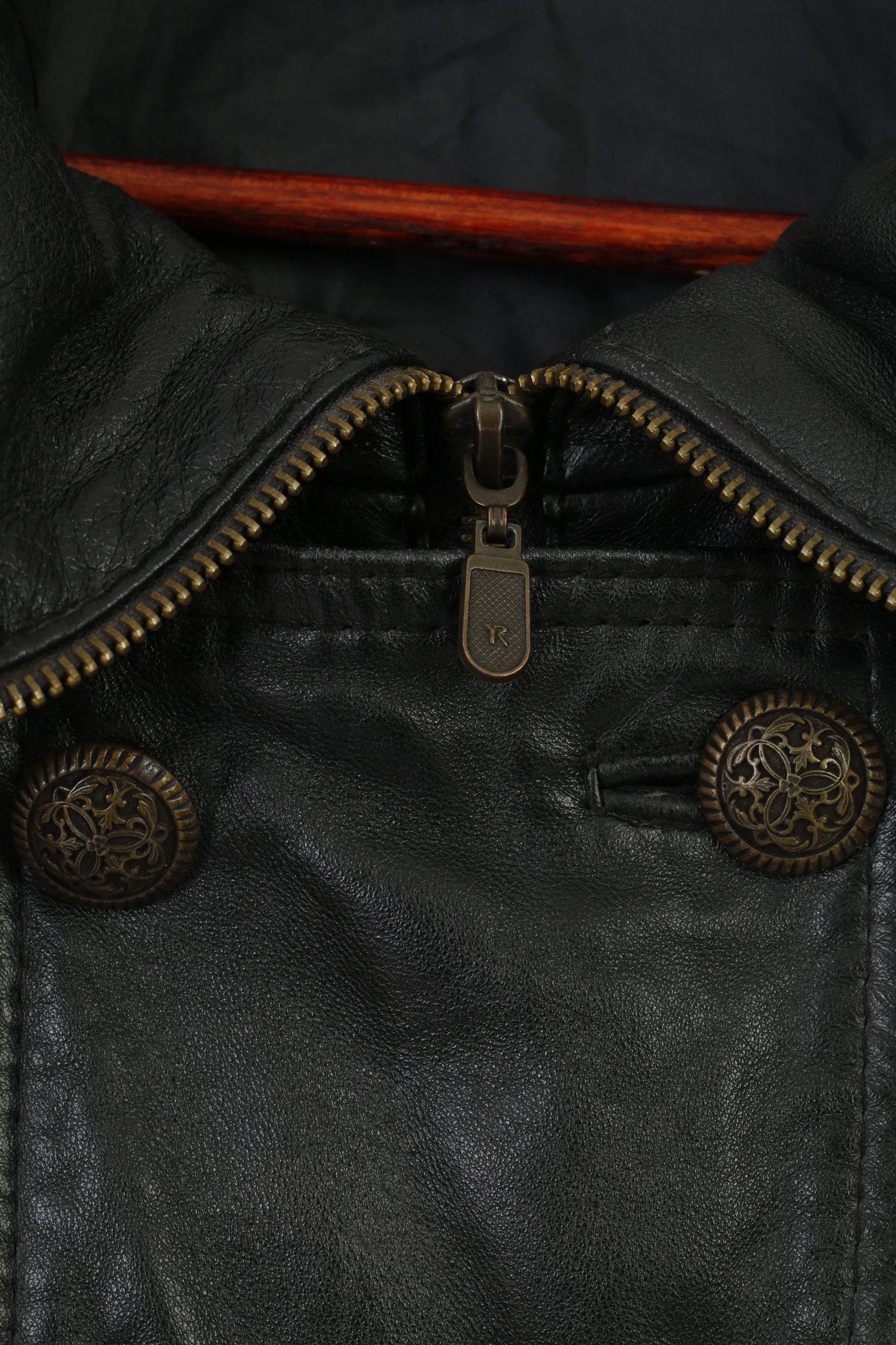 Alberto Tesatti Creation Woman XL Leather Jacket Black Full Zipper Collar Shoulder Pads Vintage - Image 4