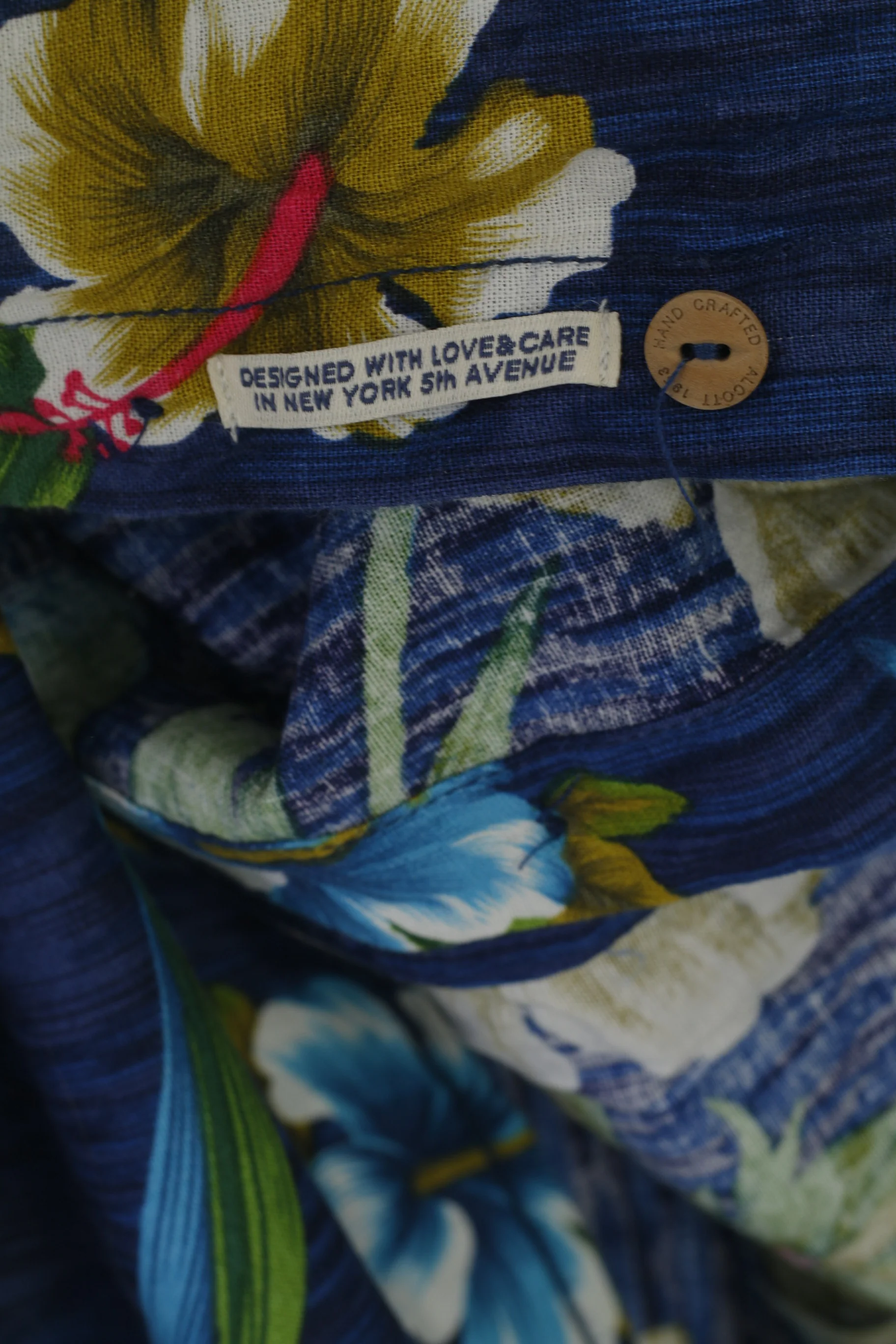 Alcott & Co Men XXL Casual Shirt Blue Linen Cotton Aloha Hawaii Floral Short Sleeve Top - Image 5