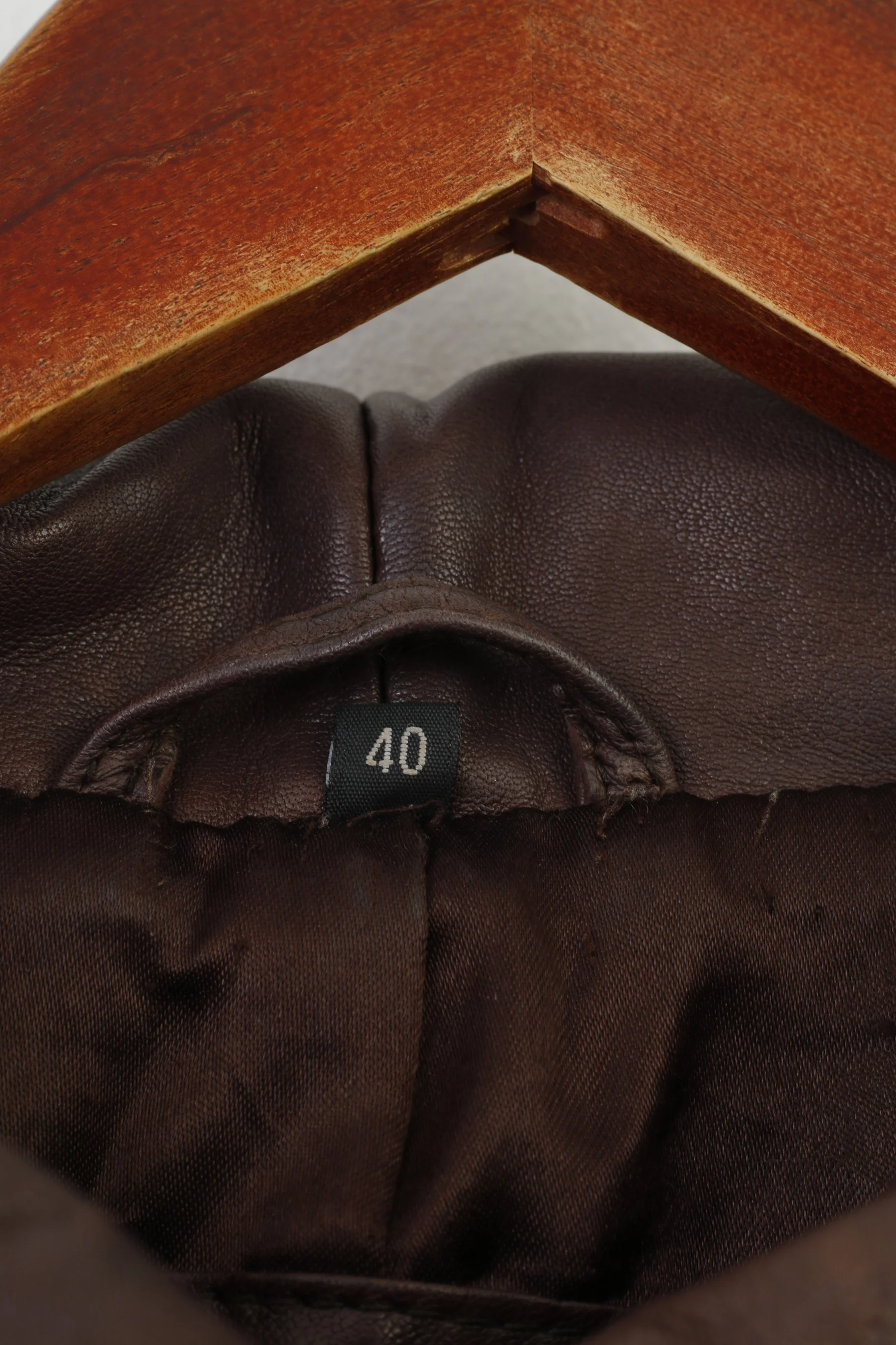 Aleksander Of Norway Women 40 M Coat Jacket Dark Brown Leather Single Breasted Vintage Collar Top - Image 4