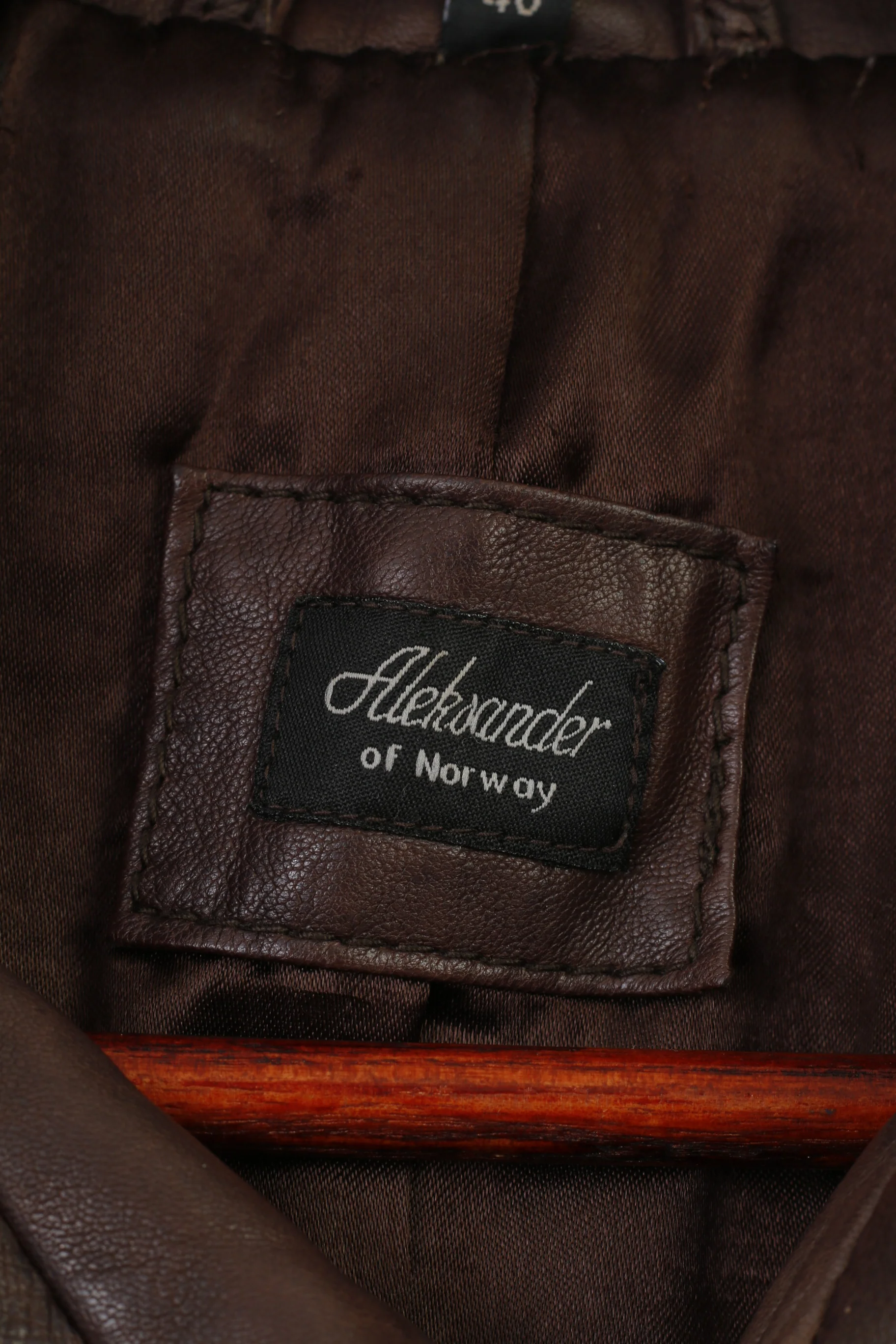 Aleksander Of Norway Women 40 M Coat Jacket Dark Brown Leather Single Breasted Vintage Collar Top - Image 5
